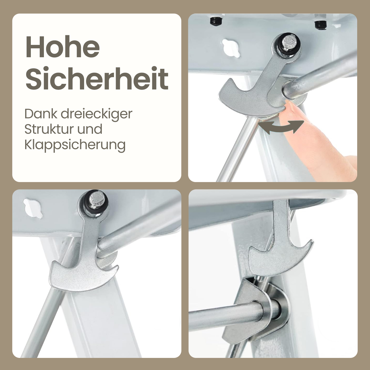 Stege, stege med 2 steg, hopfällbart steg - Bild 4