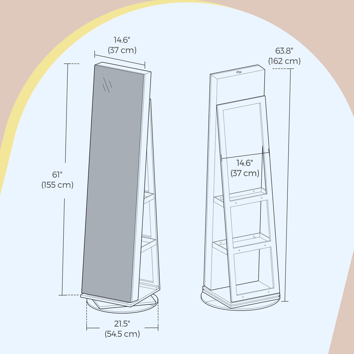 Jewellery cabinet with frameless full-length mirror - Image 6