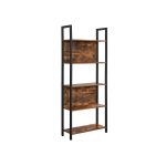 Bookshelf, Storage Shelf, Kitchen Shelf with 5 Shelves, Stable Steel Structure, for Living Room, Entryway, Hallway, Office, Industrial Style, Rustic Brown and Black LLS025B01