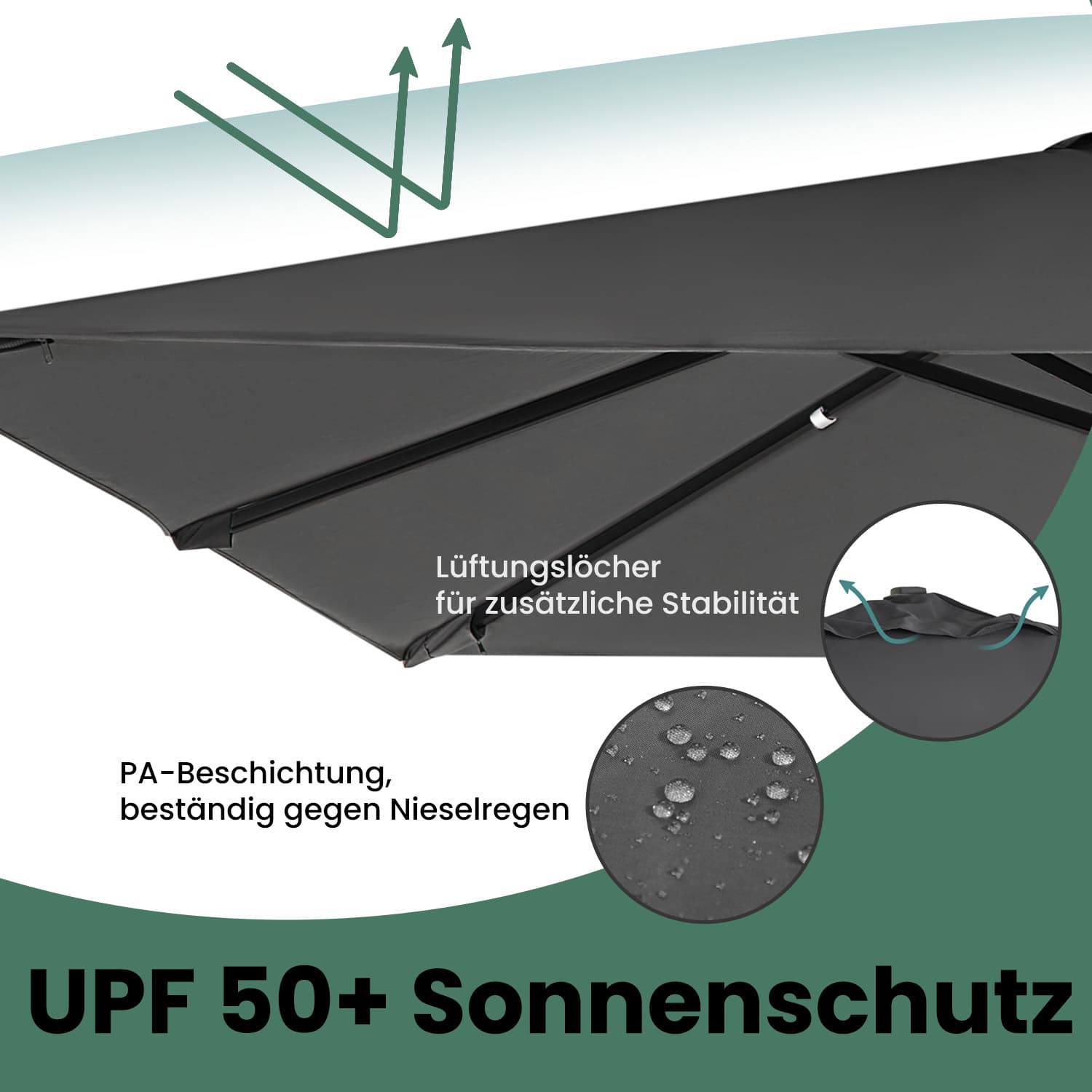 Parasol 290 x 290 cm, cantilever parasol, garden parasol - Image 4