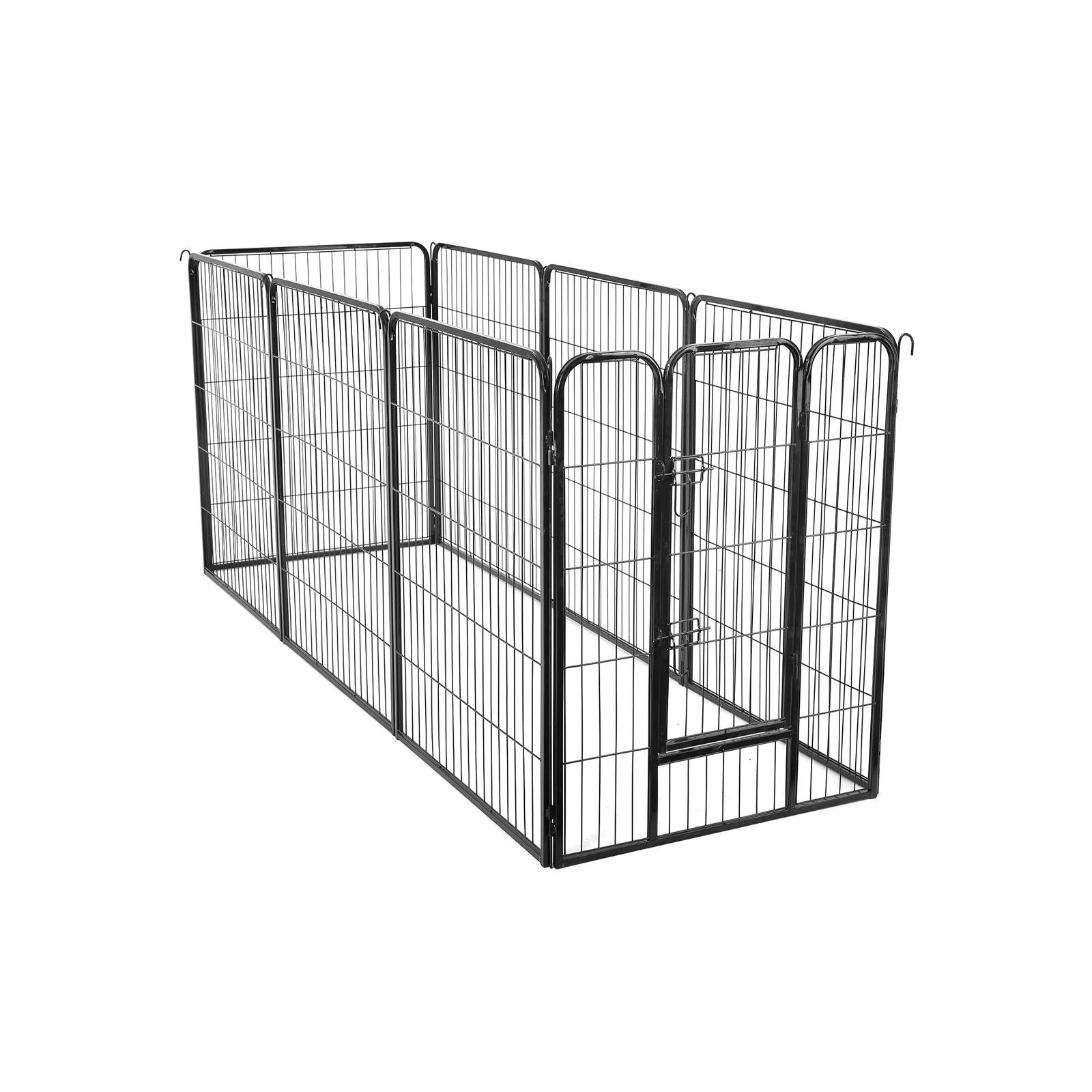 8-panelet legegård til kæledyr, robust hundegård, 77 x 100 cm, sort - Billede 2