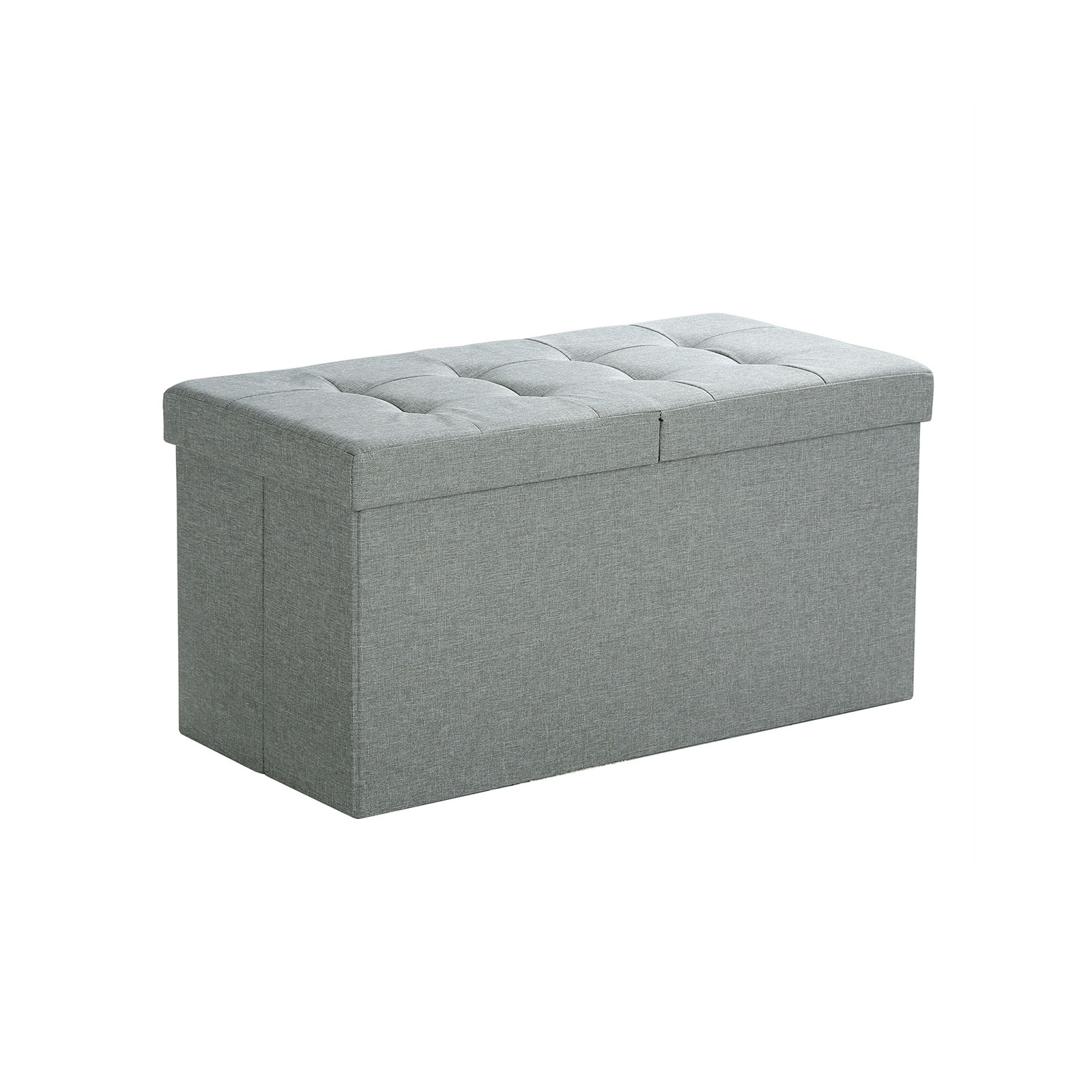 Songmics bench, 80 litres, stool with storage half lid hinged sideways, 76 x 38 x 38 cm, grey,