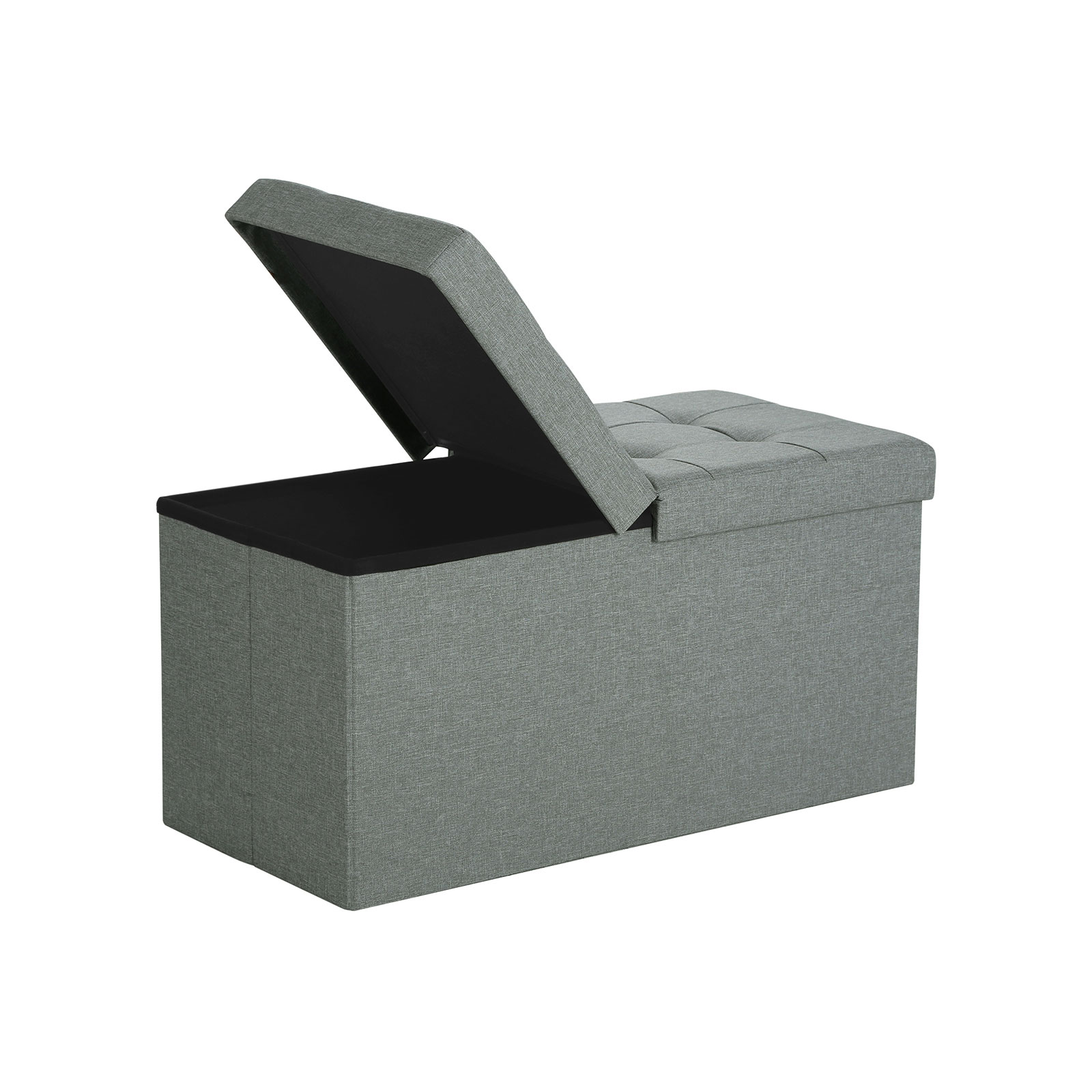 Songmics bench, 80 litres, stool with storage half lid hinged sideways, 76 x 38 x 38 cm, grey, - Image 2