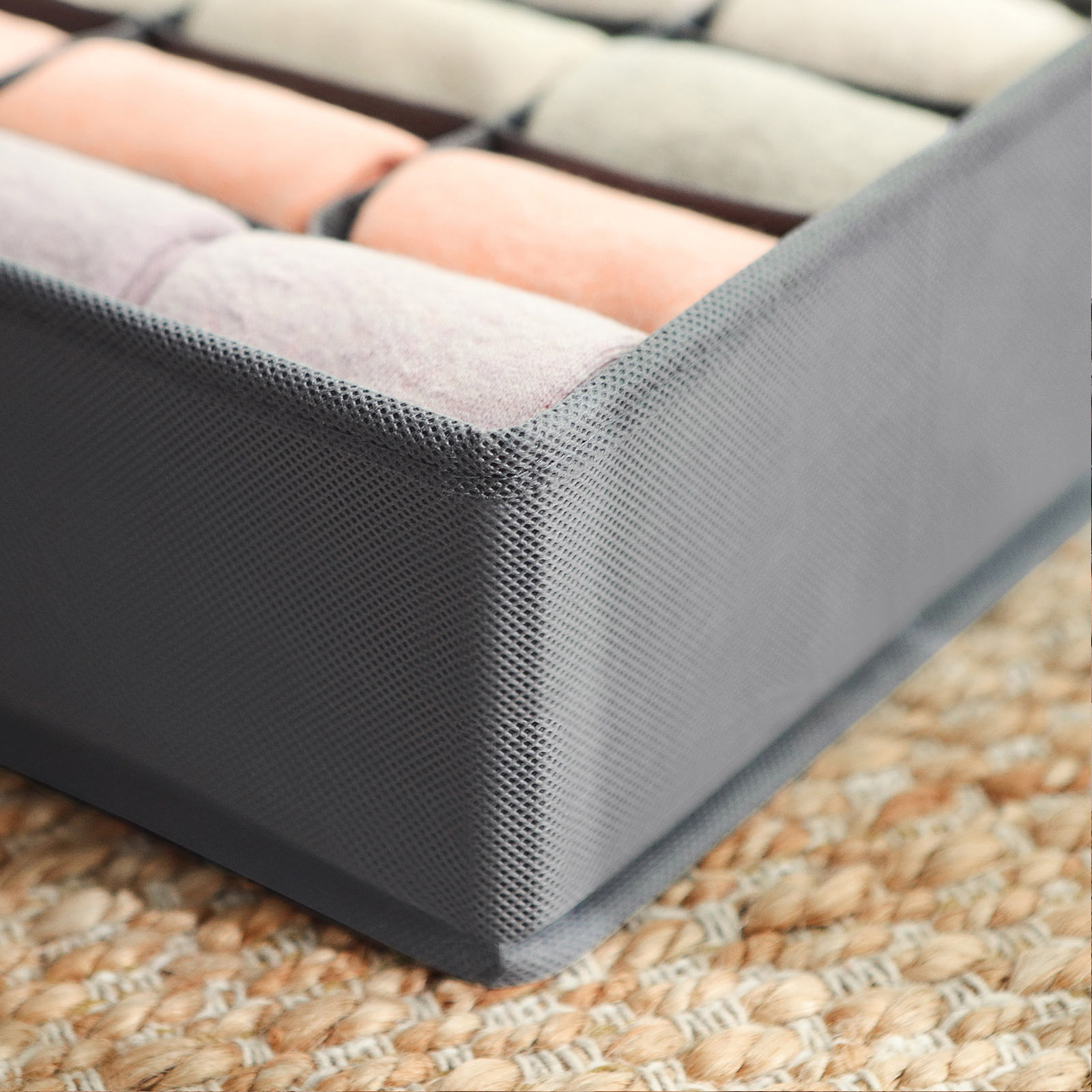 Underwear Drawer Organisers, Closet Underwear Storage for Bras, Socks, Ties, and Scarves, Foldable Fabric Storage Boxes, Set of 8, Grey RUS08GY - Image 5