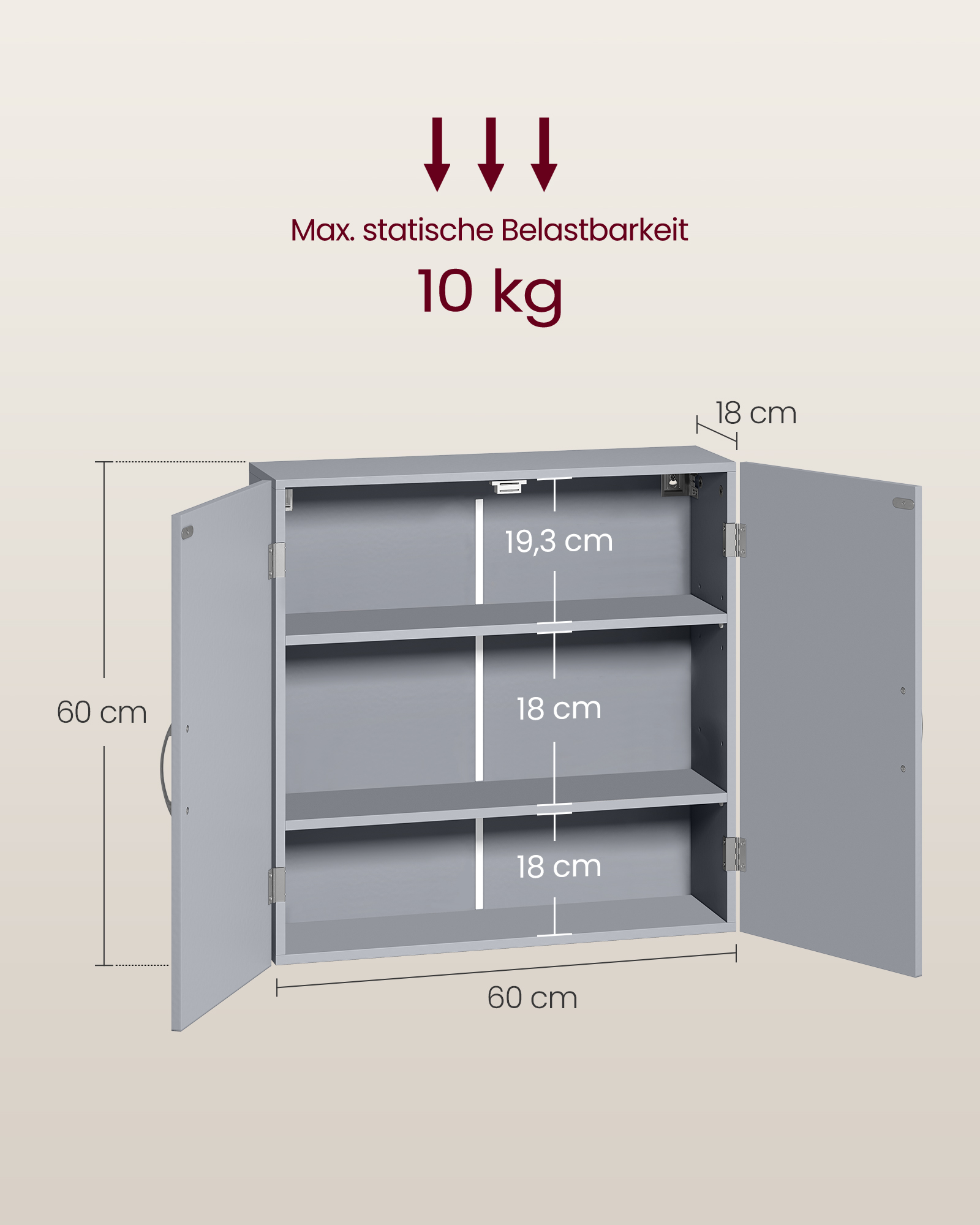 Wall-mounted bathroom cabinet with adjustable shelves - Image 6