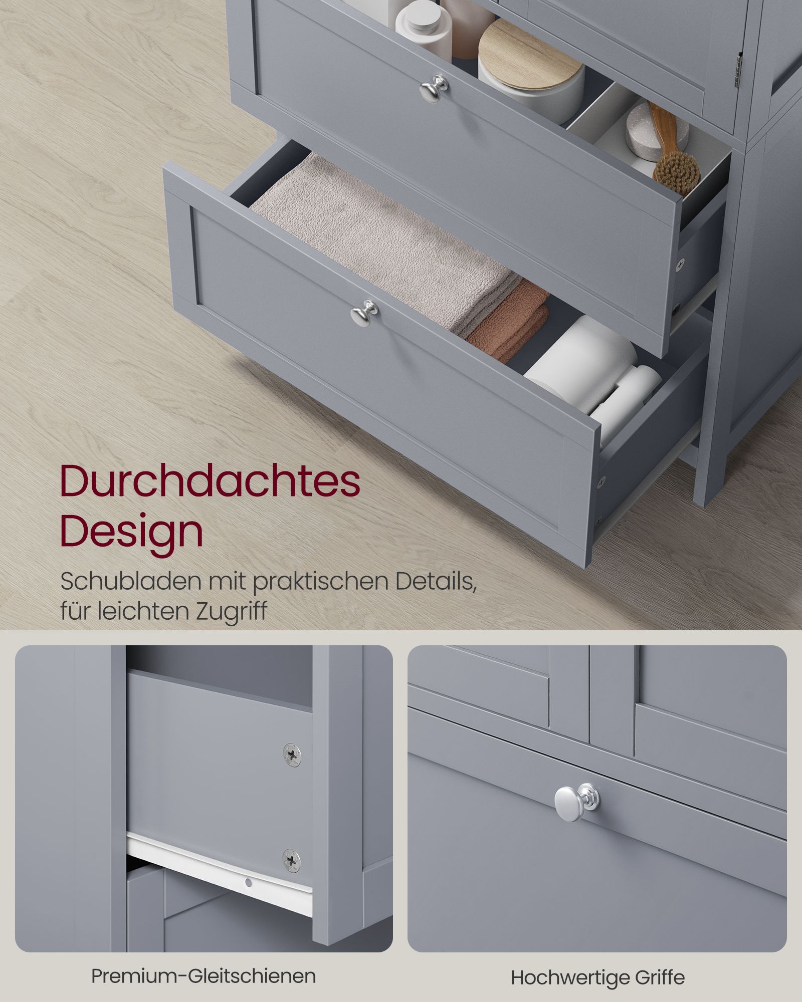 Bathroom cabinet with 2 doors and 2 drawers - Image 6
