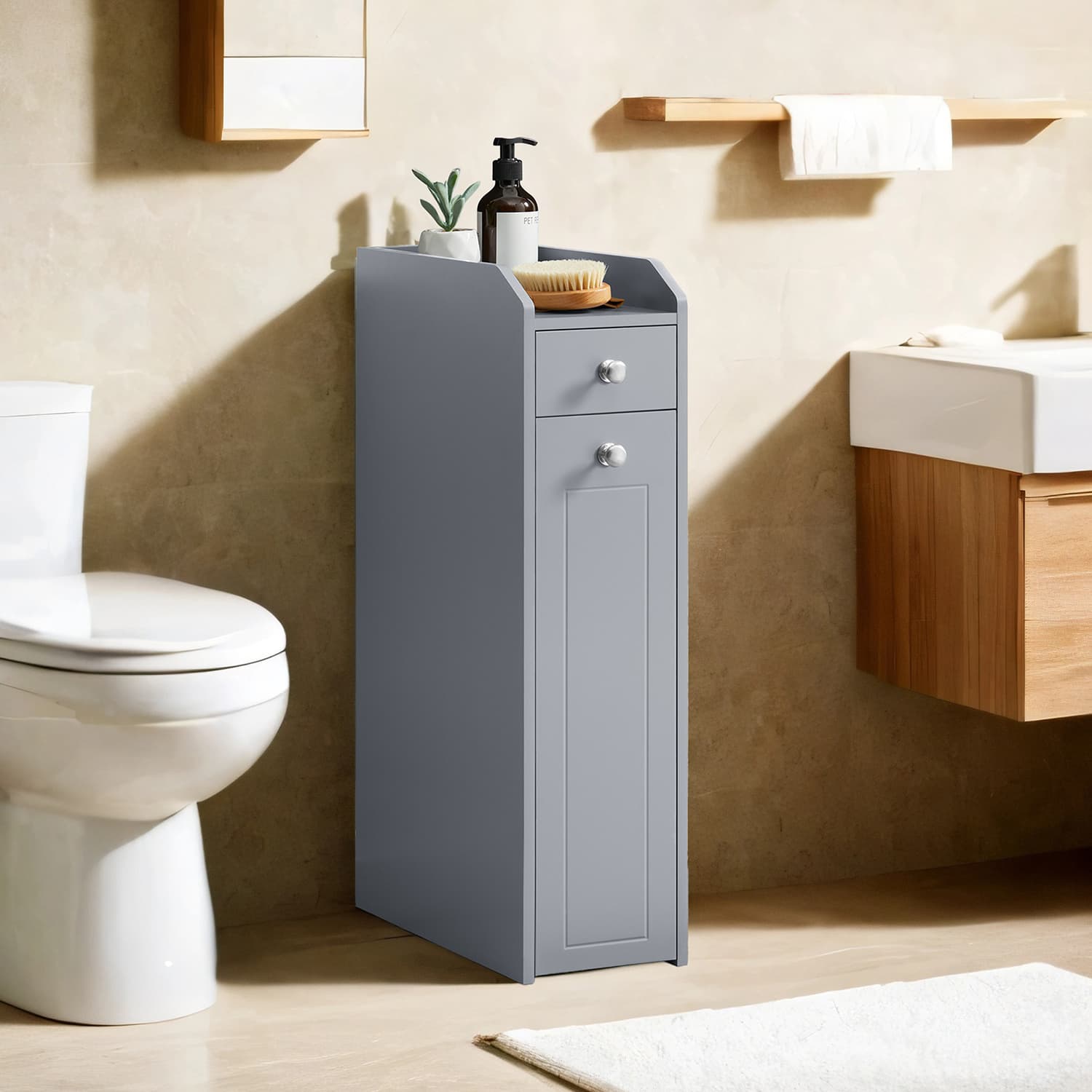 Small bathroom cabinet, narrow bathroom cabinet, small cabinet for toilet paper