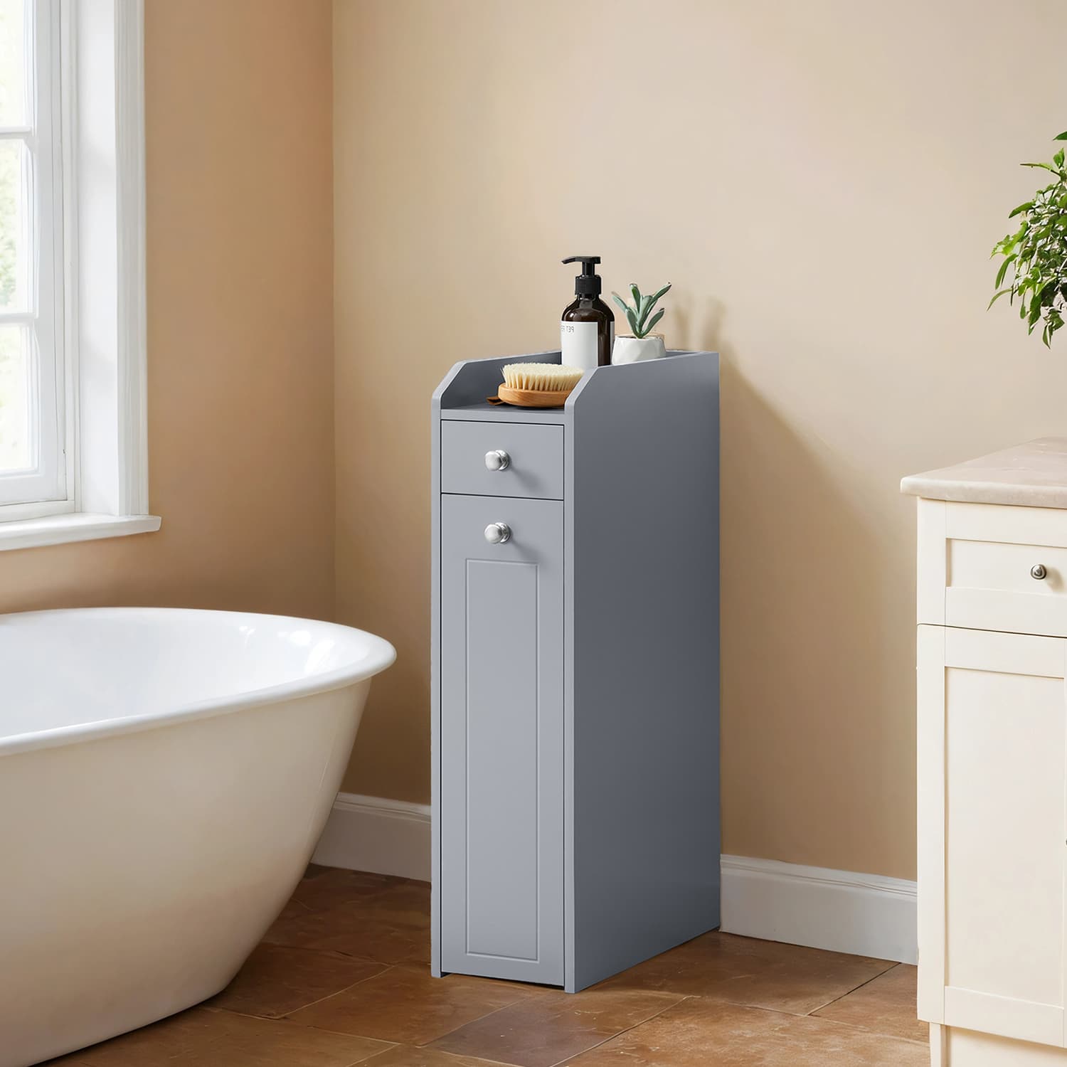 Small bathroom cabinet, narrow bathroom cabinet, small cabinet for toilet paper - Image 2