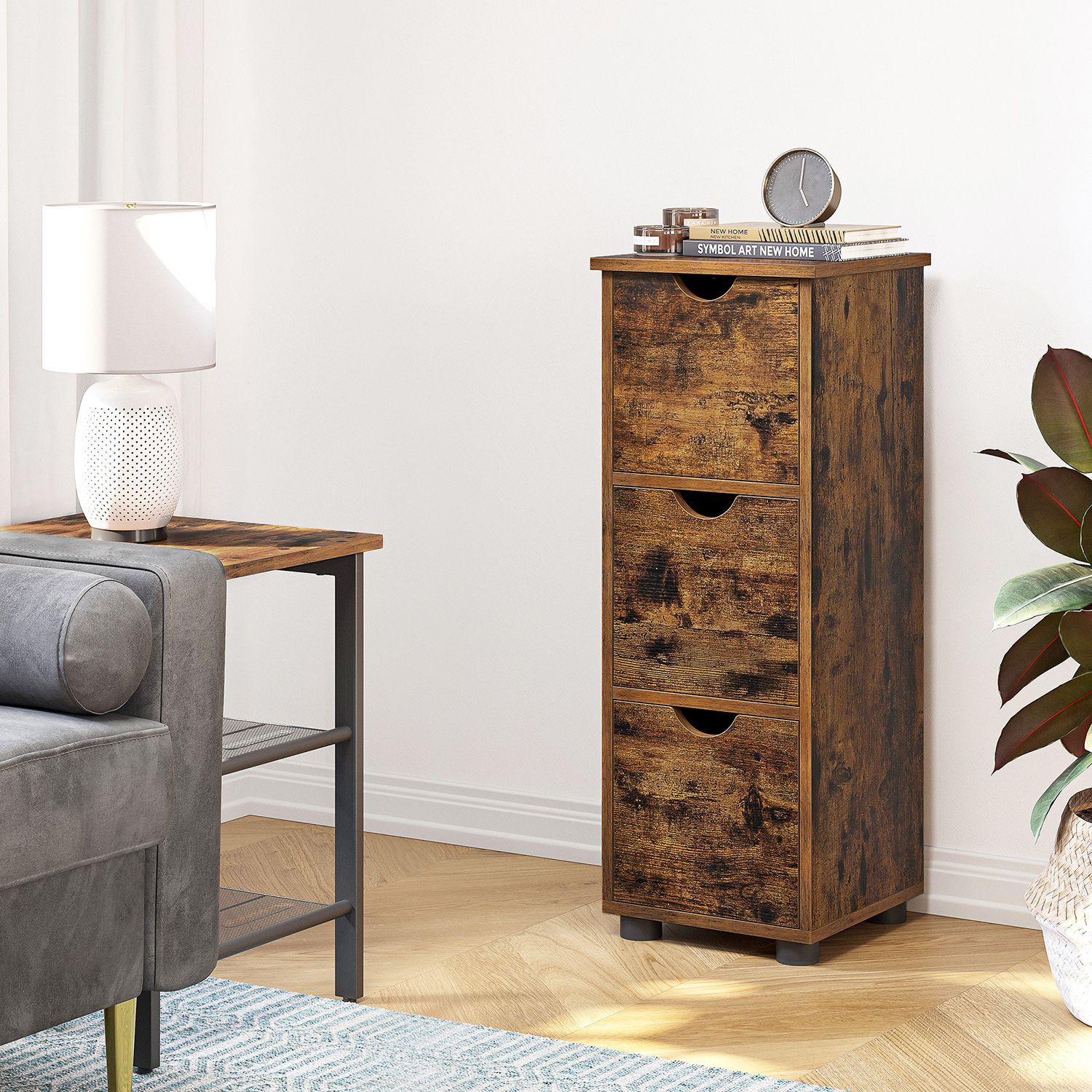 Baderomsskap med skuffer vintage brun - Bilde 3
