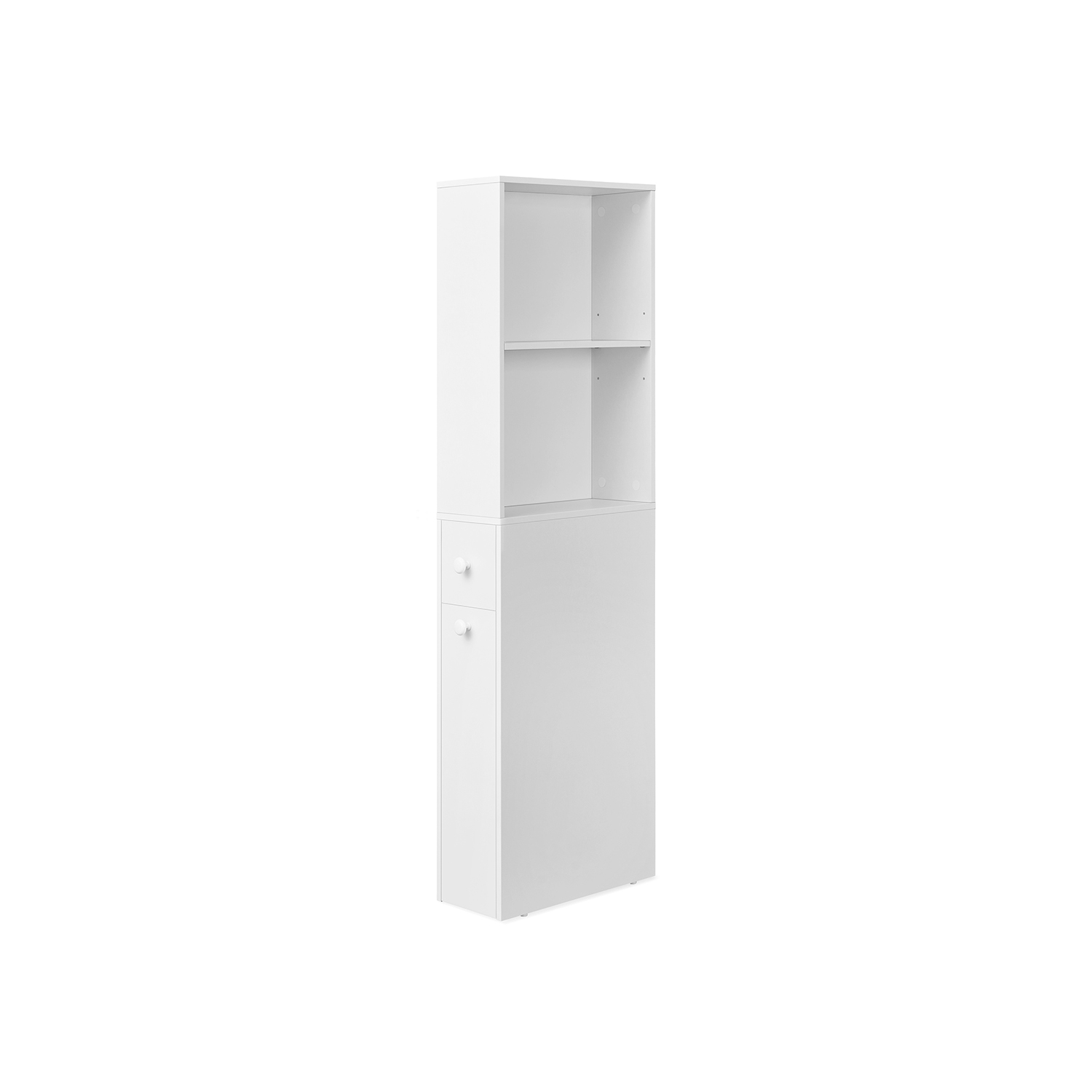 Slim Bathroom Storage Cabinet, Narrow Bathroom Cabinet, Freestanding Cabinet with Storage Drawers and Adjustable Shelf, for Small Spaces, Modern Style, White