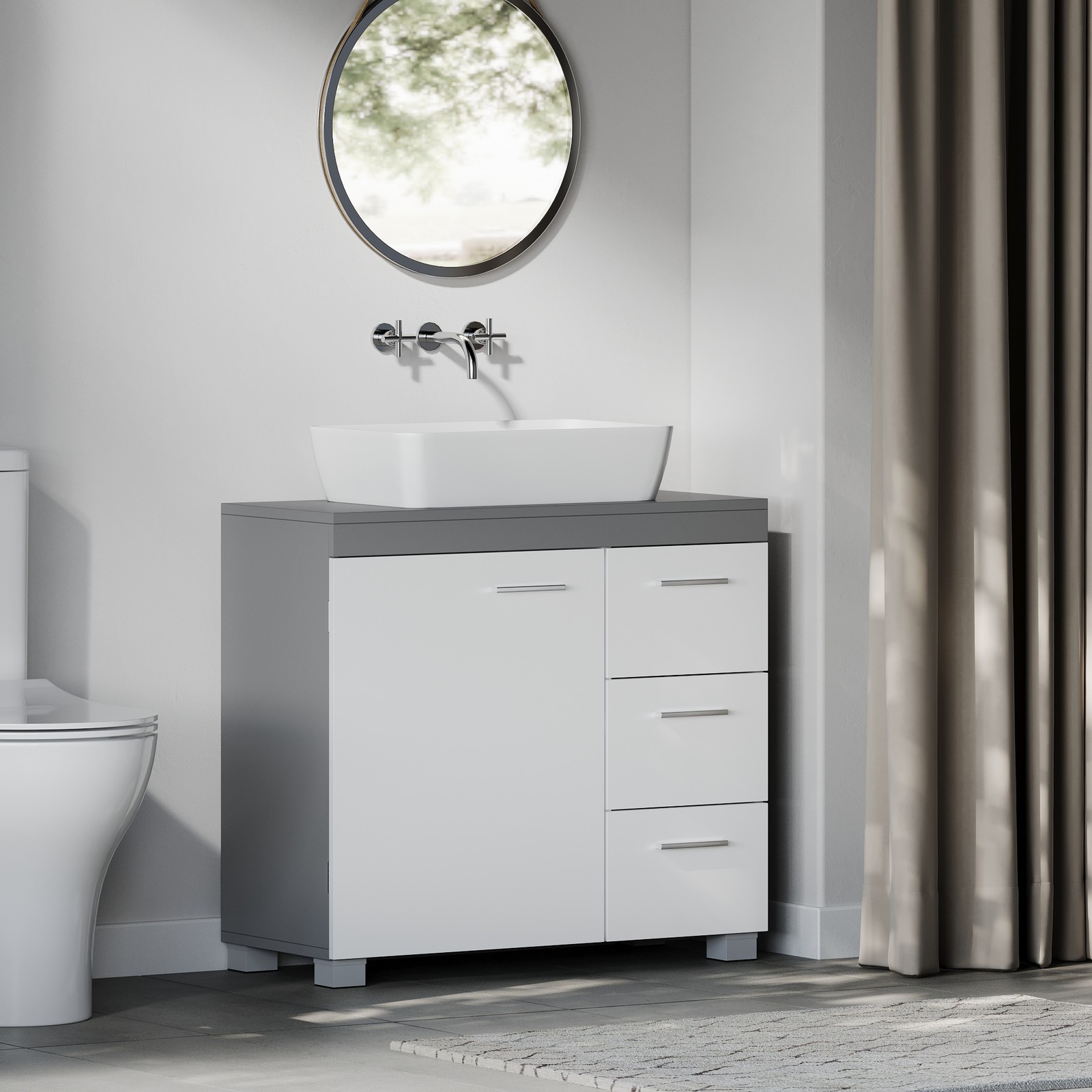 Vanity unit, bathroom cabinet, 3 large drawers - Image 2