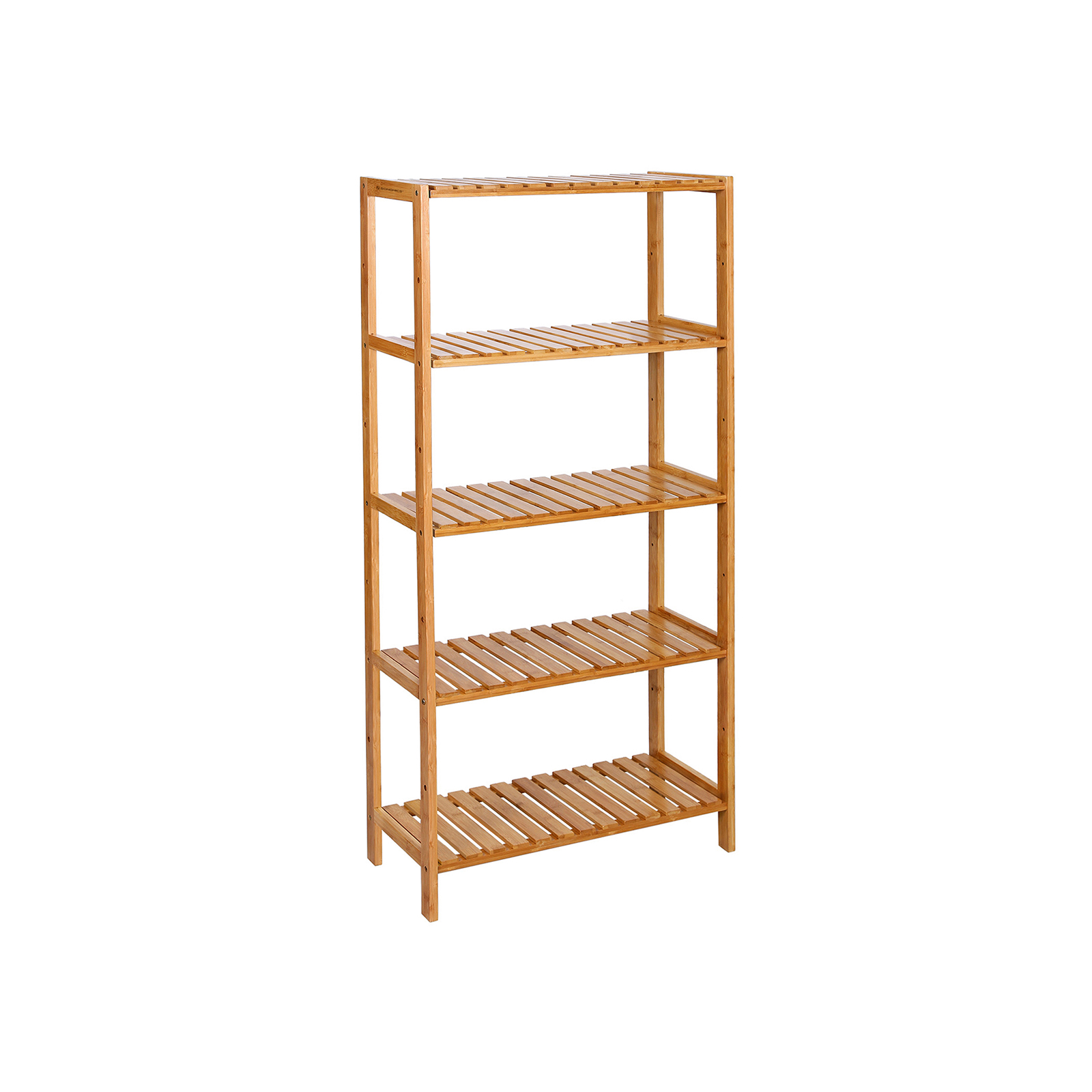 Badeværelse Køkken Opbevaring Bambus 5 hylder Justerbar gulvhøjde Blomsterstativ Bogreol naturlig, 60 x 26 x 130 cm