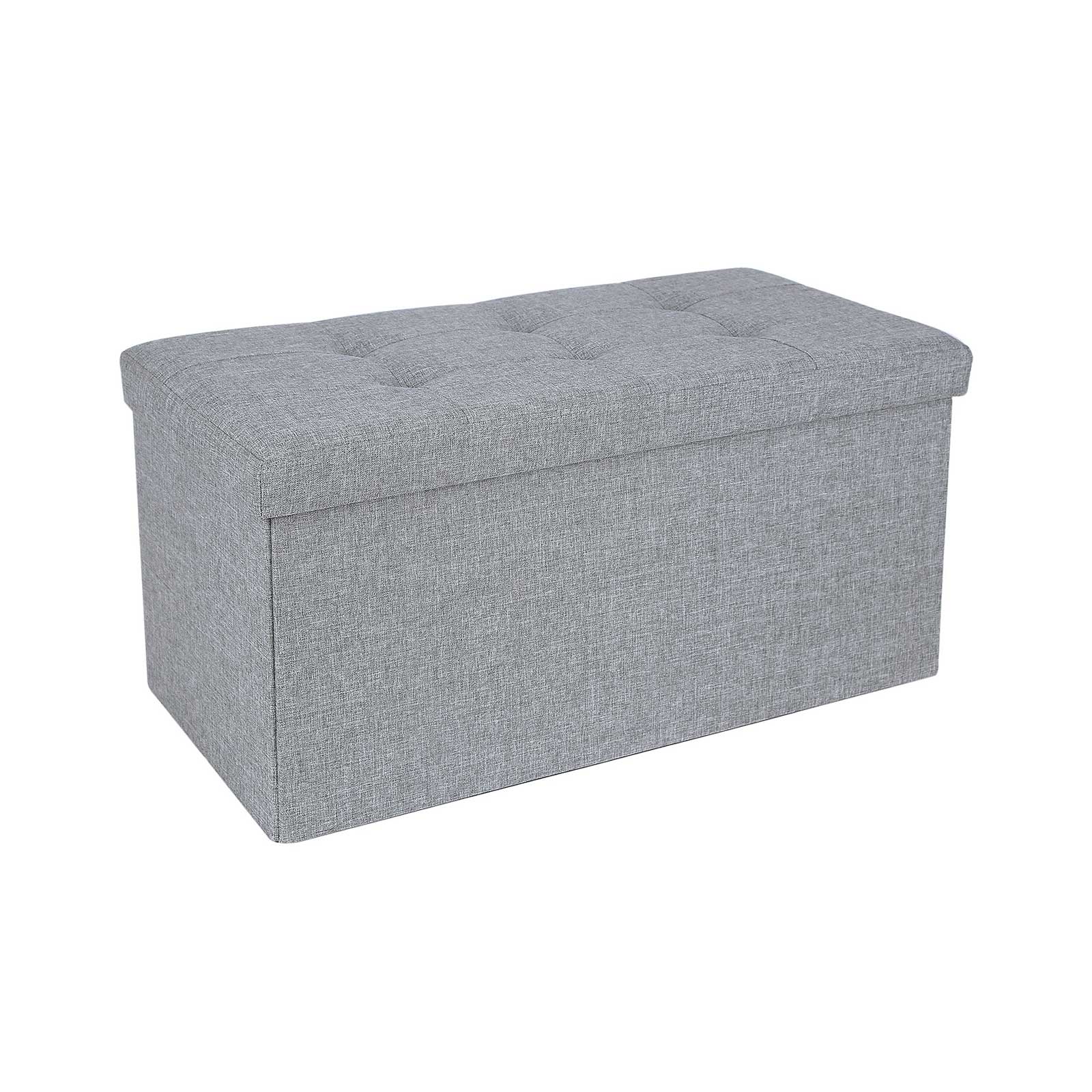 Ottomansk oppbevaringskiste sammenleggbar lekekasse Allsidig og plassbesparende Lysegrå 76 x 38 x 38 cm Linstoff