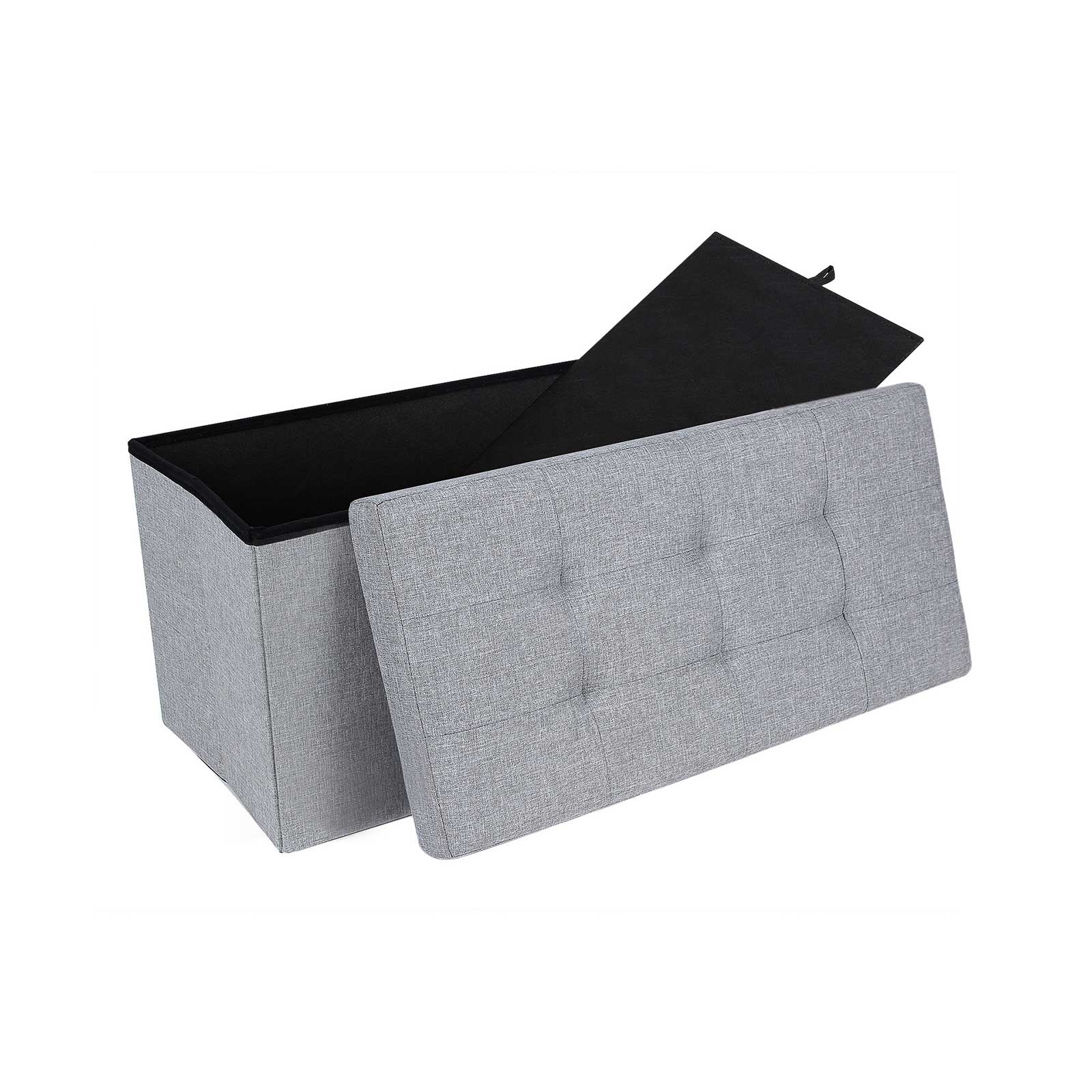 Ottomansk oppbevaringskiste sammenleggbar lekekasse Allsidig og plassbesparende Lysegrå 76 x 38 x 38 cm Linstoff - Bilde 2