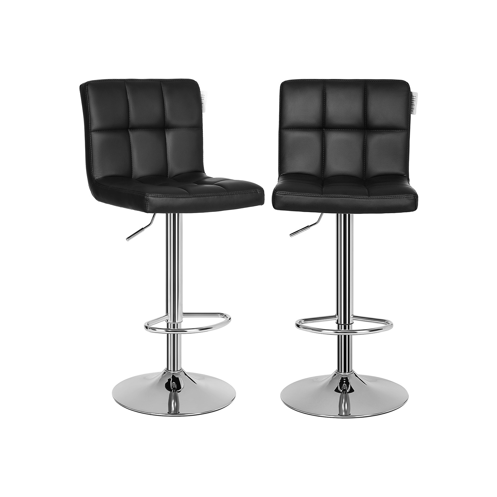 Bar stool set of 2 imitation leather black