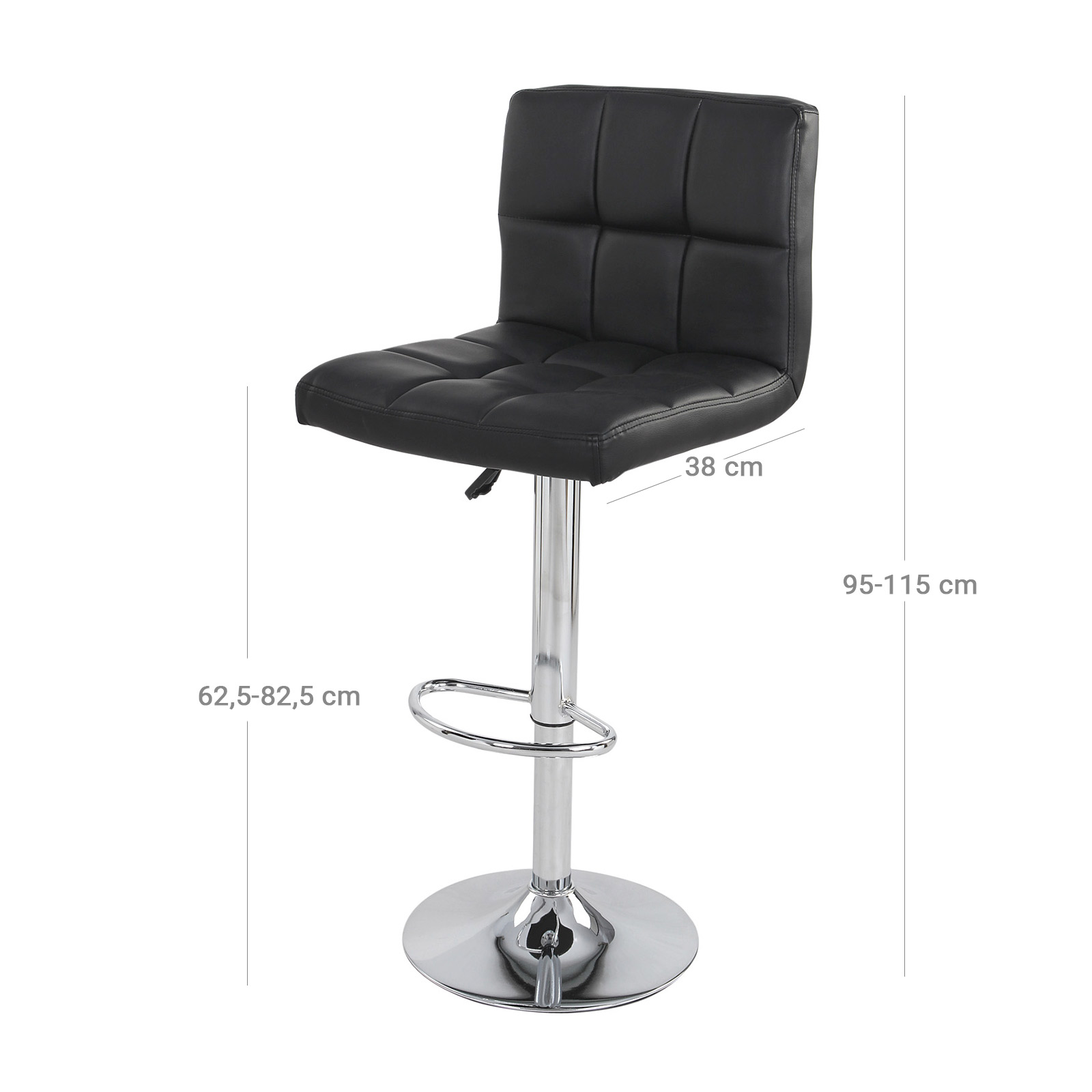 Bar stool set of 2 imitation leather black - Image 6