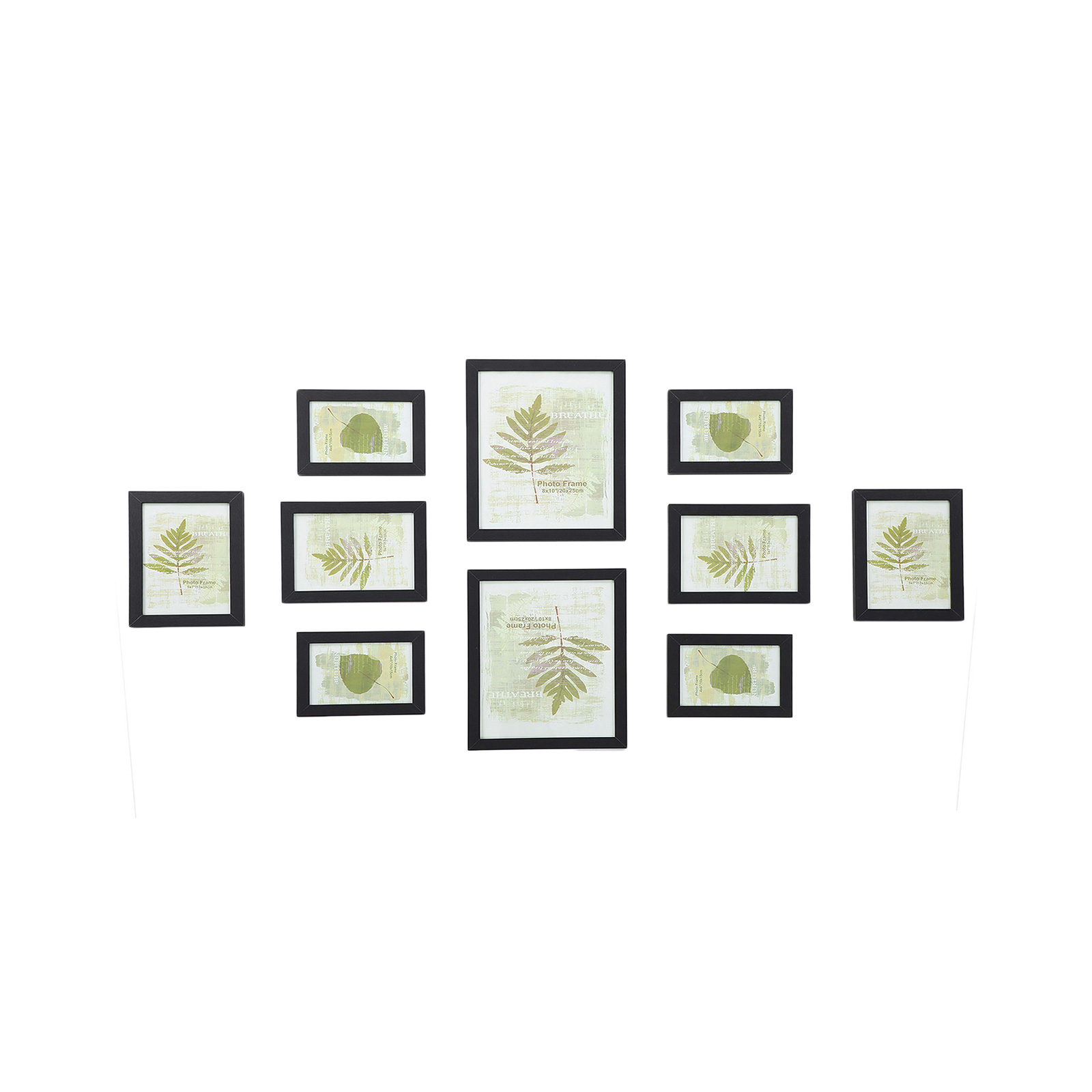 Picture Frames Set of 10 Photo Frames - Two 8" x 10" (20 x 25 cm), Four 5" x 7" (13 x 18 cm), Four 4" x 6" (10 x 15 cm), Black RPF310H - Image 2