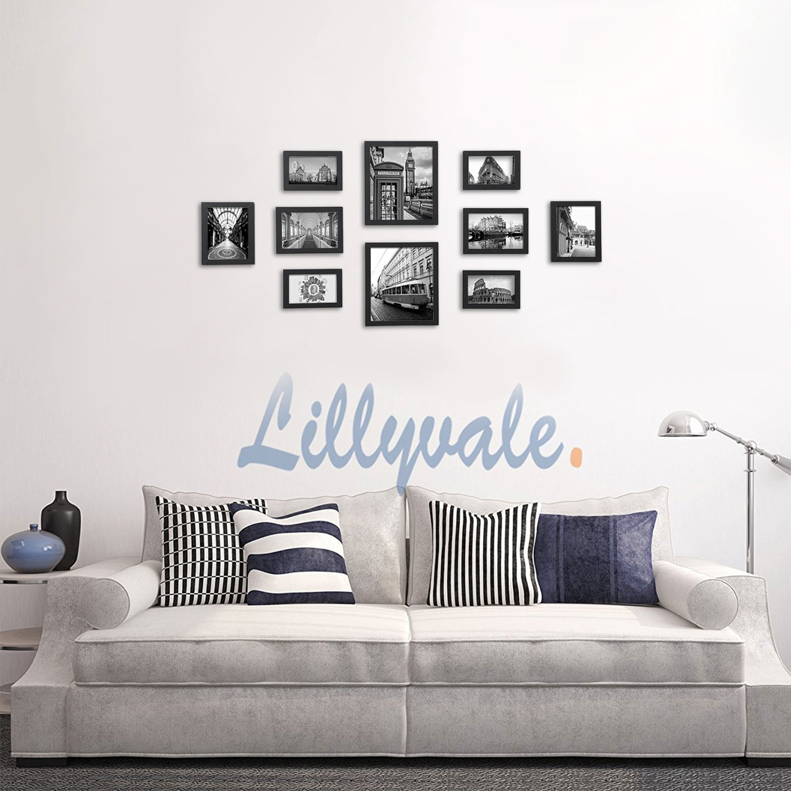 Picture Frames Set of 10 Photo Frames - Two 8" x 10" (20 x 25 cm), Four 5" x 7" (13 x 18 cm), Four 4" x 6" (10 x 15 cm), Black RPF310H - Image 4