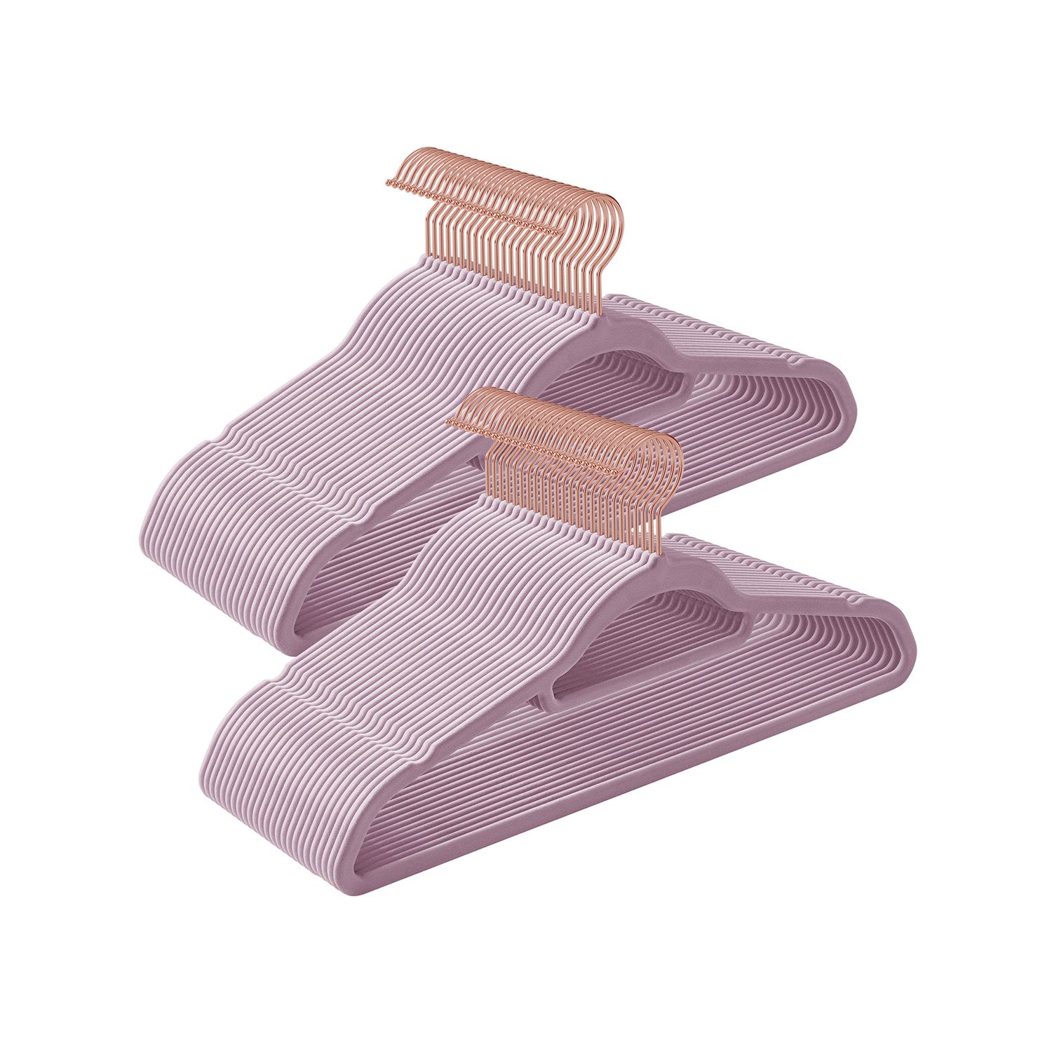Set of 50 velvet clothes hangers soft purple