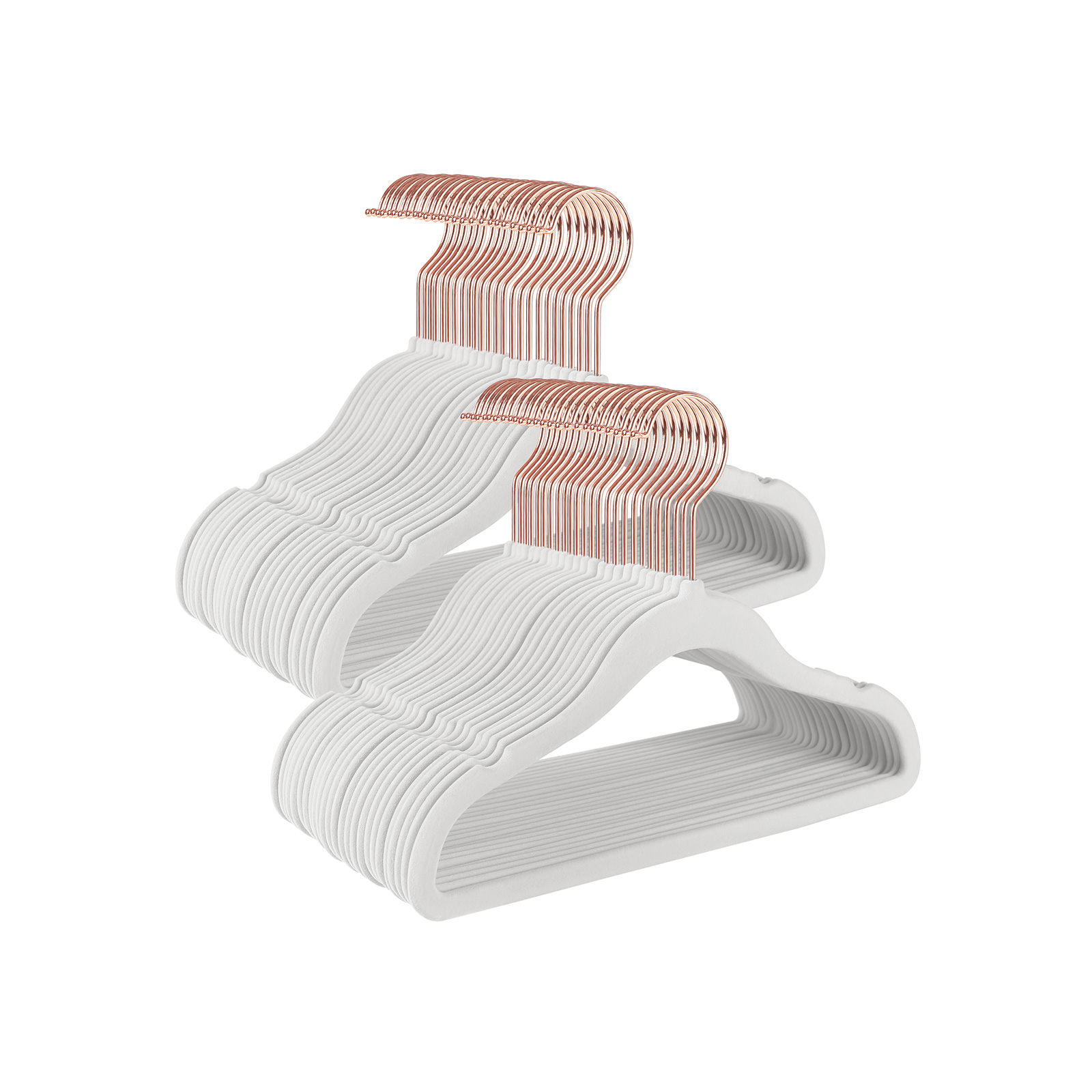 Baby Hangers, Pack of 50 kid's Velvet Hangers with Rose Gold Hooks, Non-Slip Children's Hangers for Clothes in Closet, Baby or Children's Coats, White