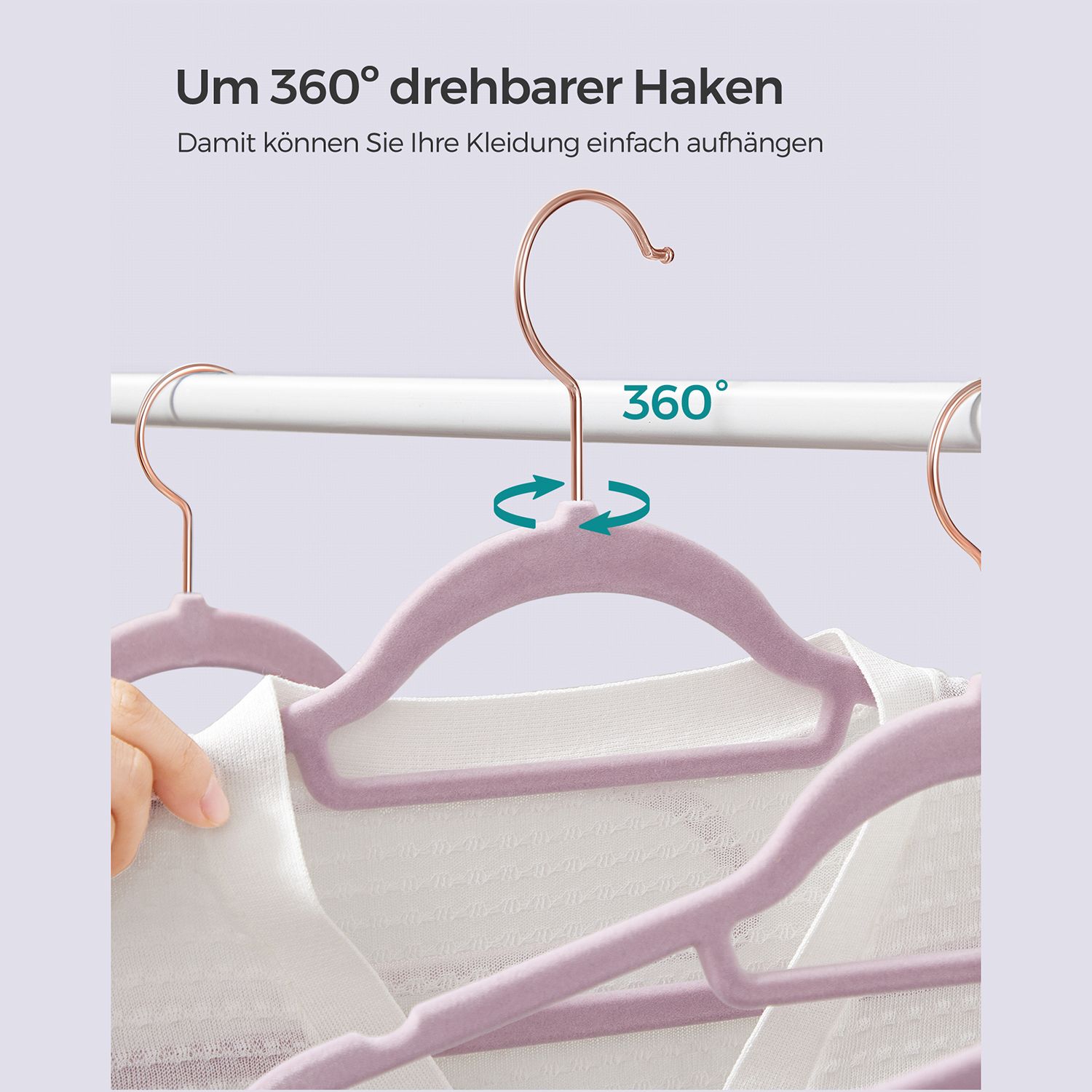 Set of 50 velvet clothes hangers soft purple - Image 6