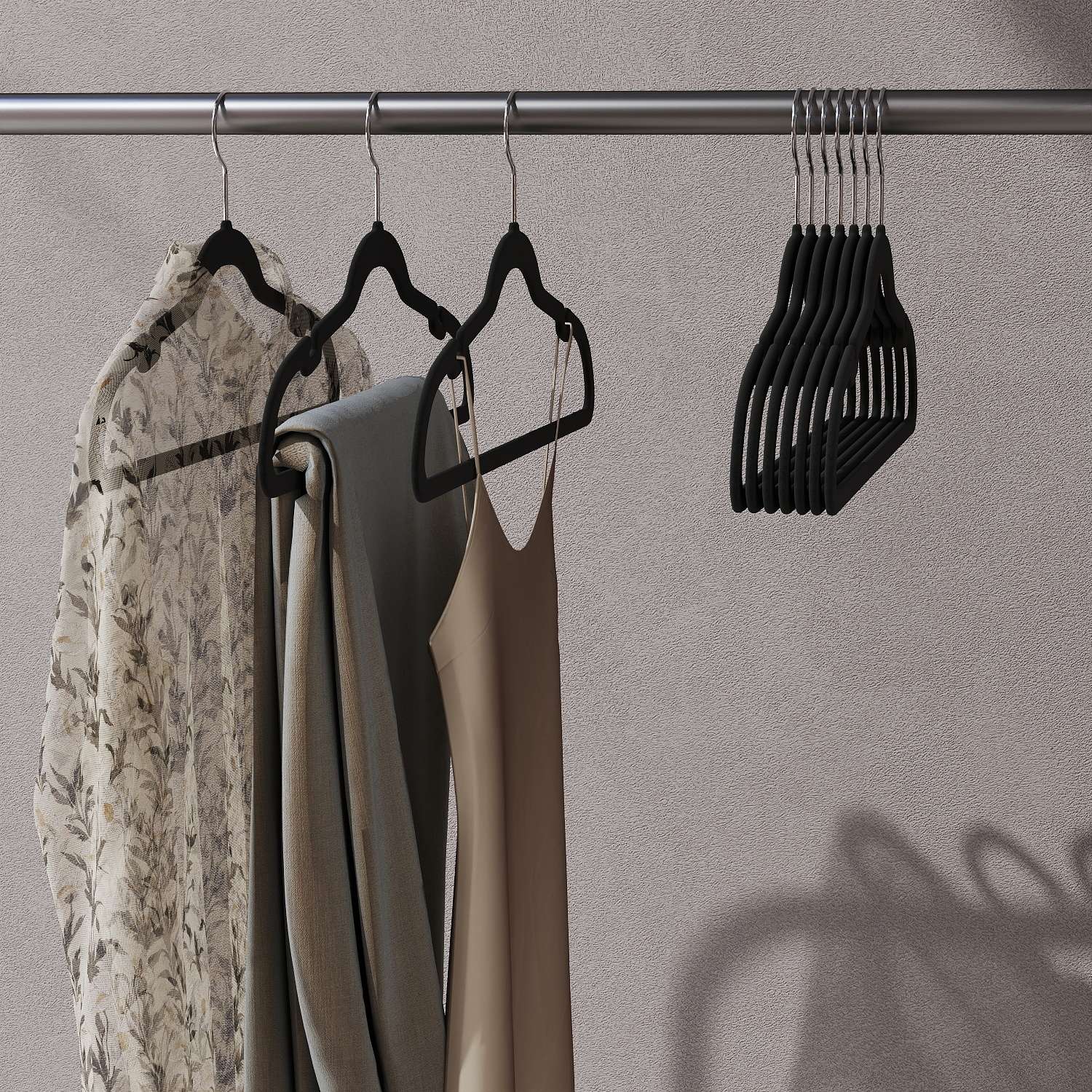 Velvet coat hanger, set of 50 hangers, non-slip, notches in the shoulder area