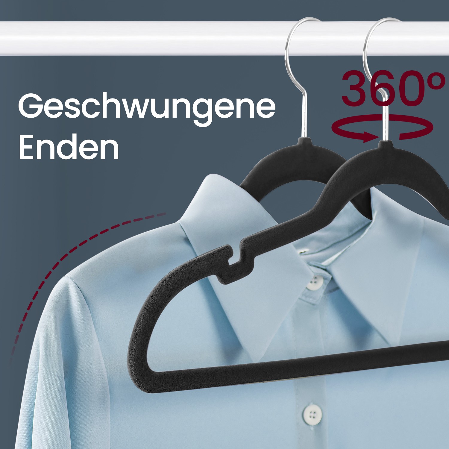 Velvet coat hanger, set of 50 hangers, non-slip, notches in the shoulder area - Image 3