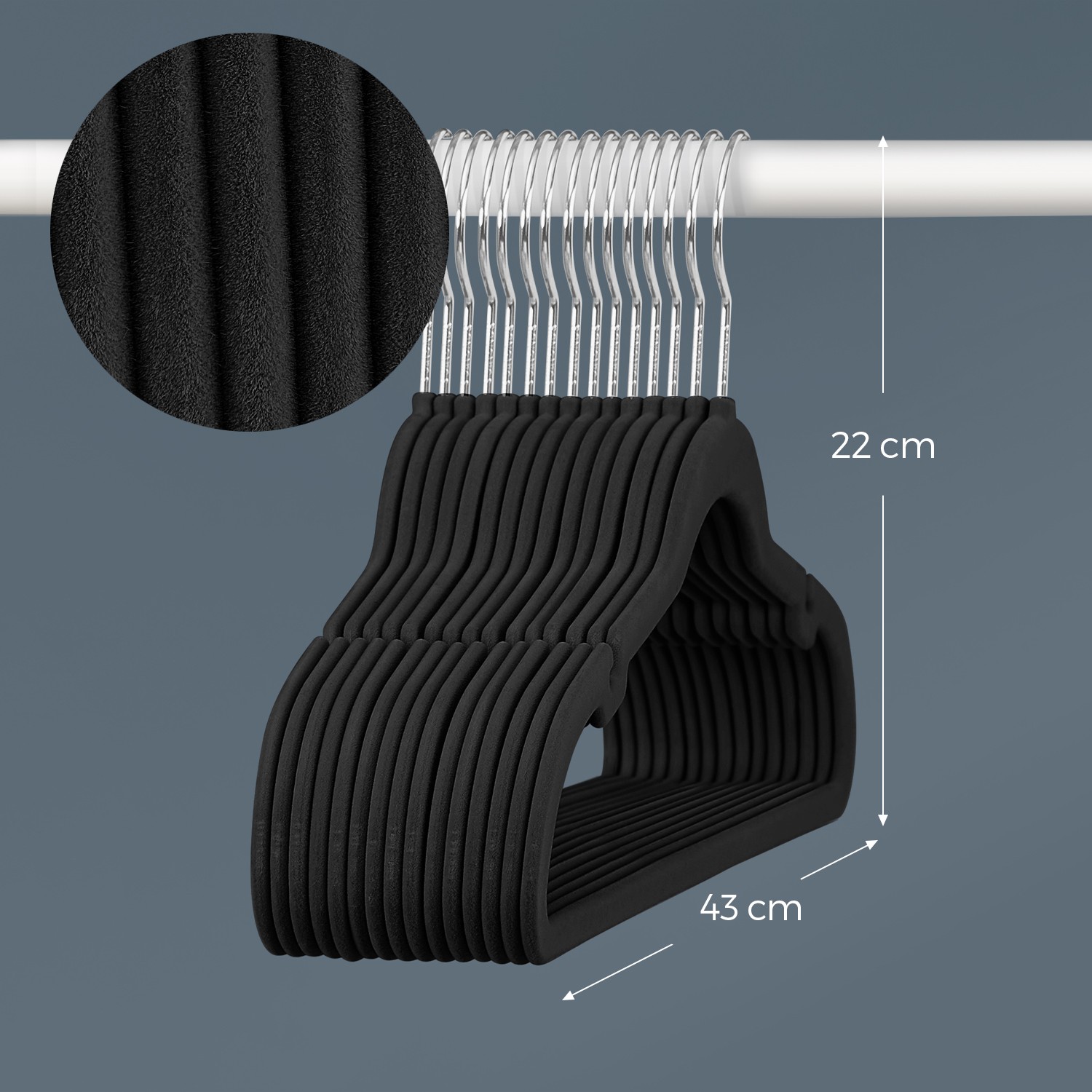 Velvet coat hanger, set of 50 hangers, non-slip, notches in the shoulder area - Image 5