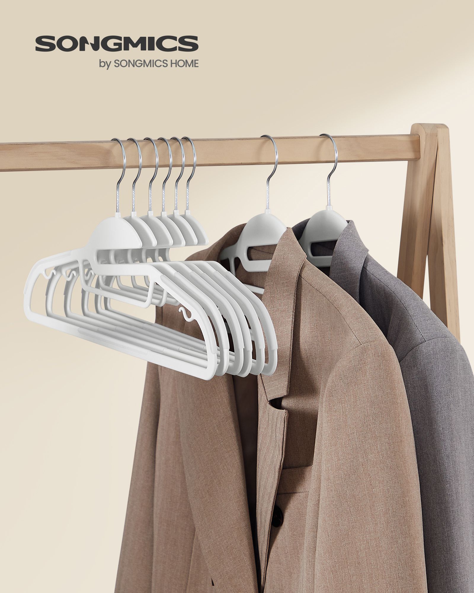 Clothes hanger plastic non-slip space-saving white - Image 2