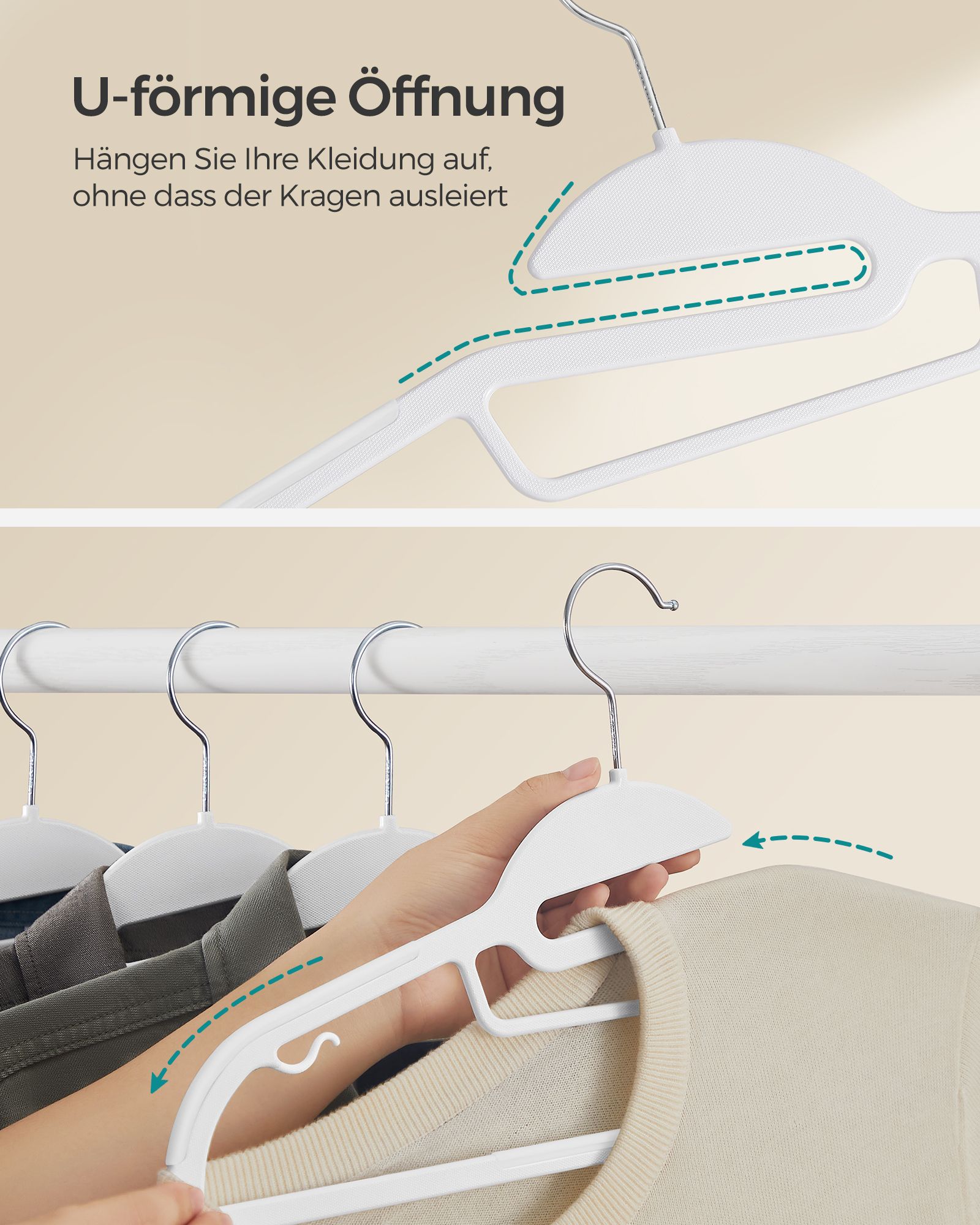 Clothes hanger plastic non-slip space-saving white - Image 3