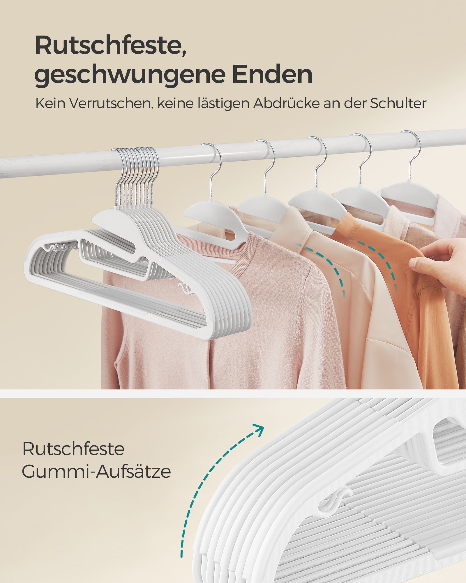 Clothes hanger plastic non-slip space-saving white - Image 5