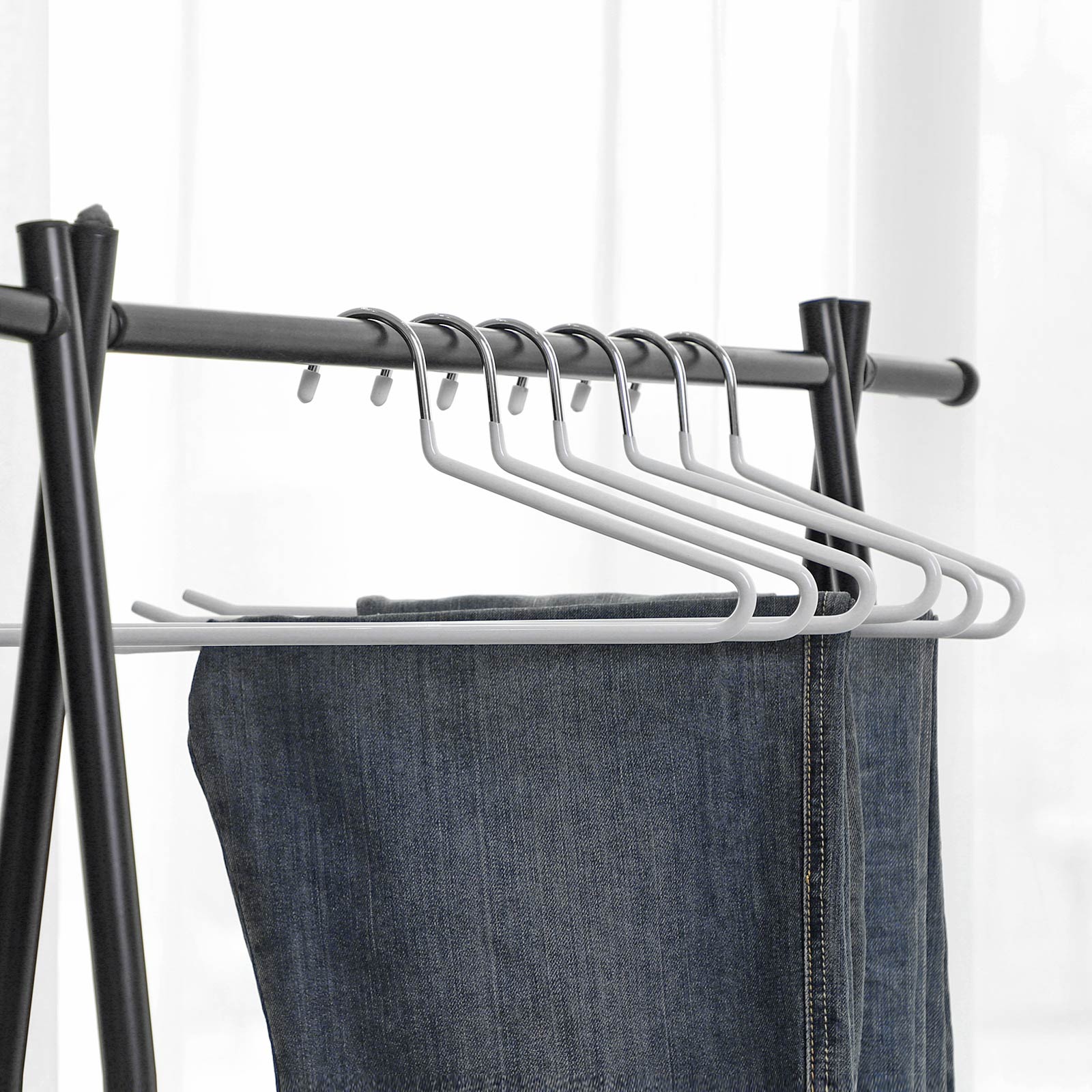 20-Pack Trousers Hangers, Metal Scarf Hangers, Non-Slip, Chrome-Plated, 38 x 13 cm, White - Image 5