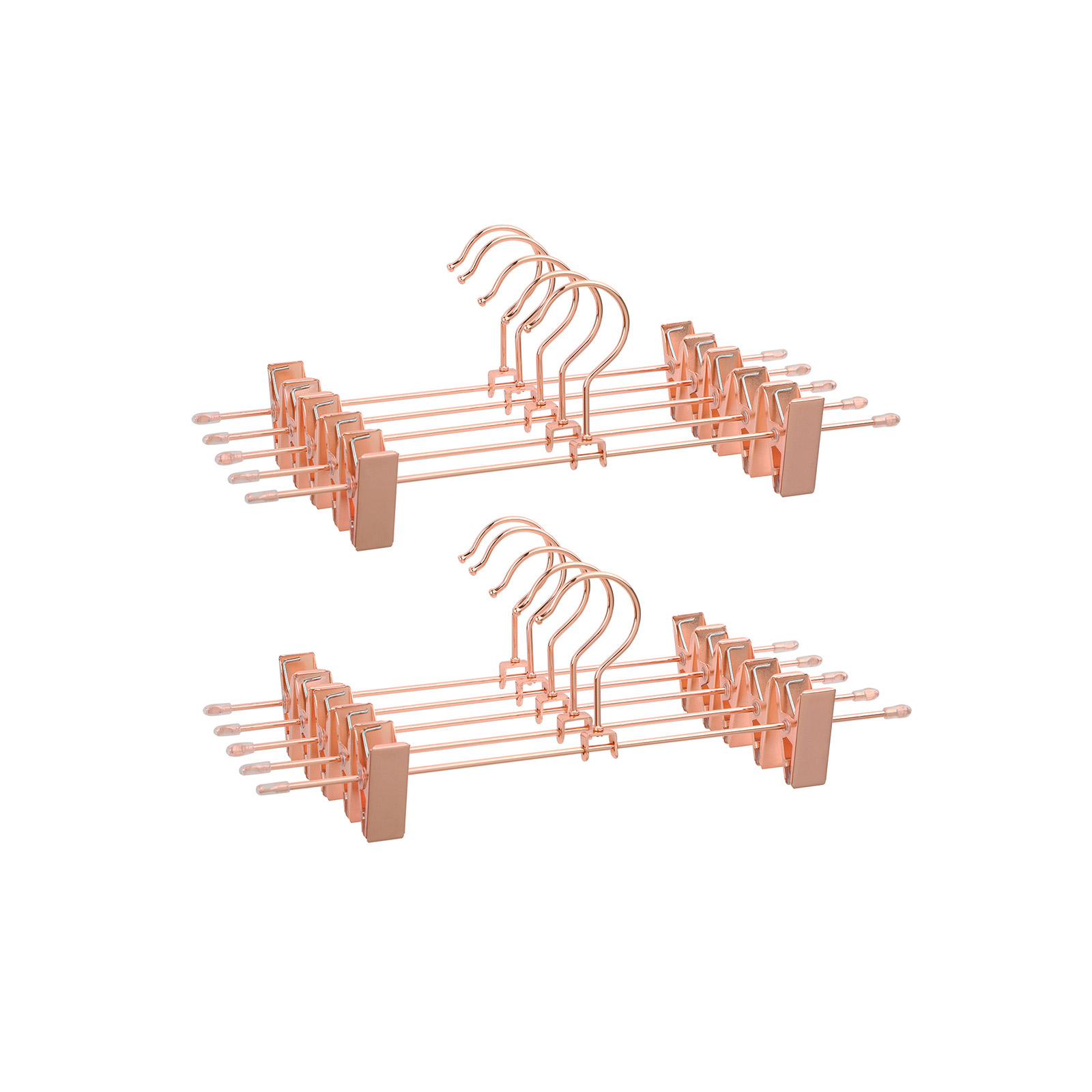 Metal Clothes Hanger 31 cm 2 Non-Slip Clips for Skirts, Trousers, Underwear, Sturdy Hangers, Space Saving Rust-Proof 360° Rotation Pack of 10