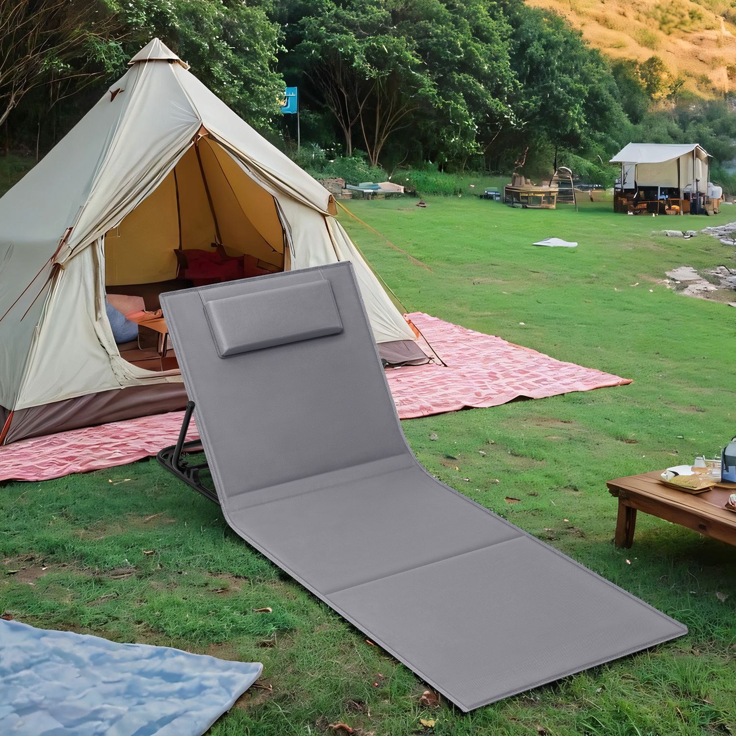 Strandstol sæt af 2, campingstol, liggestol