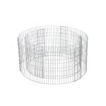Hög rund gabion för stenar, metallgabionbur och -korg med tjocka galler 2,5 x 10 cm, rostbeständigt galvaniserat stål, 90 x 40 cm (dia. x h), dekoration för blomsterrabatter i trädgården GGB479