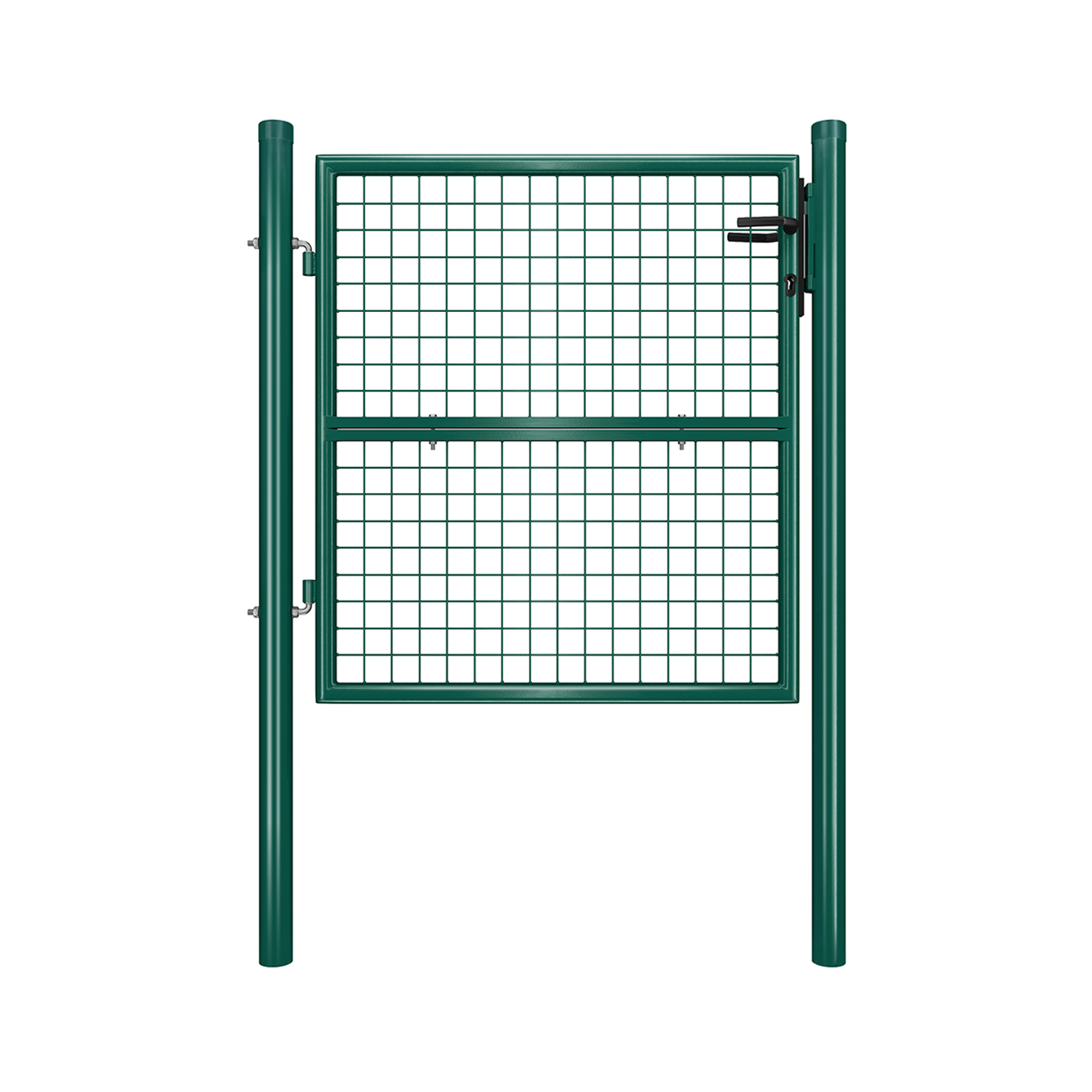 GGD150G01 Gjerdeport i galvanisert stål med lås, dørhåndtak og nøkkel 106 x 100 cm (L x H), grønn