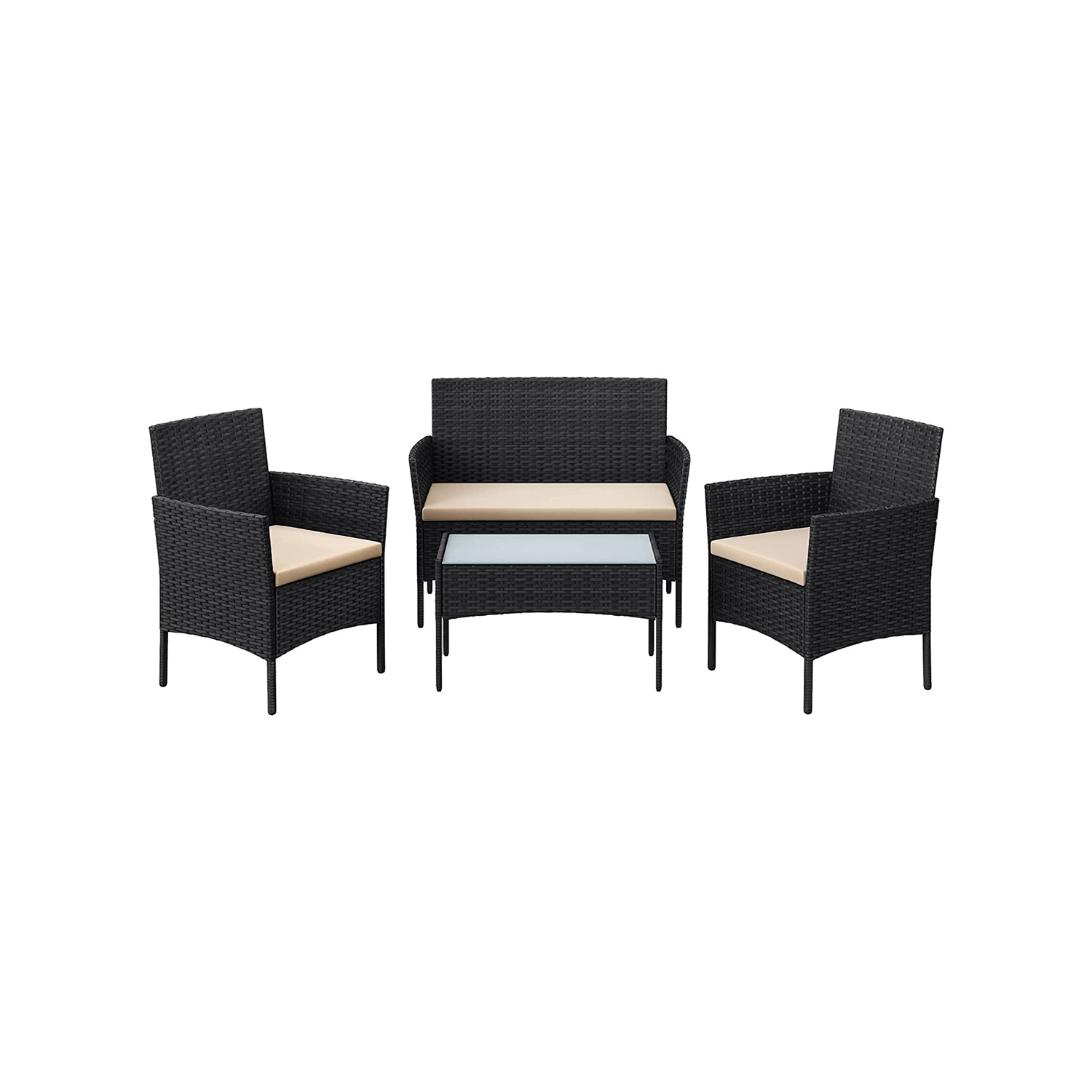 GGF004B05 Balkong hagemøbelsett PE Polyrattan loungesett Utemøbler utendørs for uteplass Balkong Hage Svart Taupe