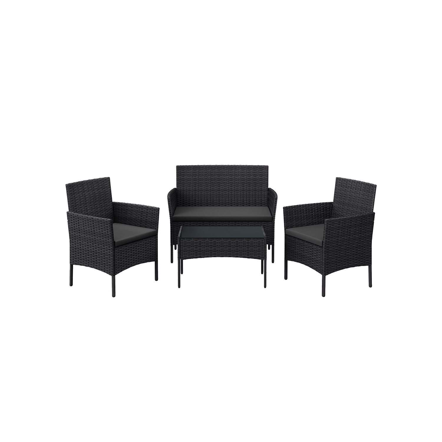 Balkongmöbler av PE-polyrattan svart-grå