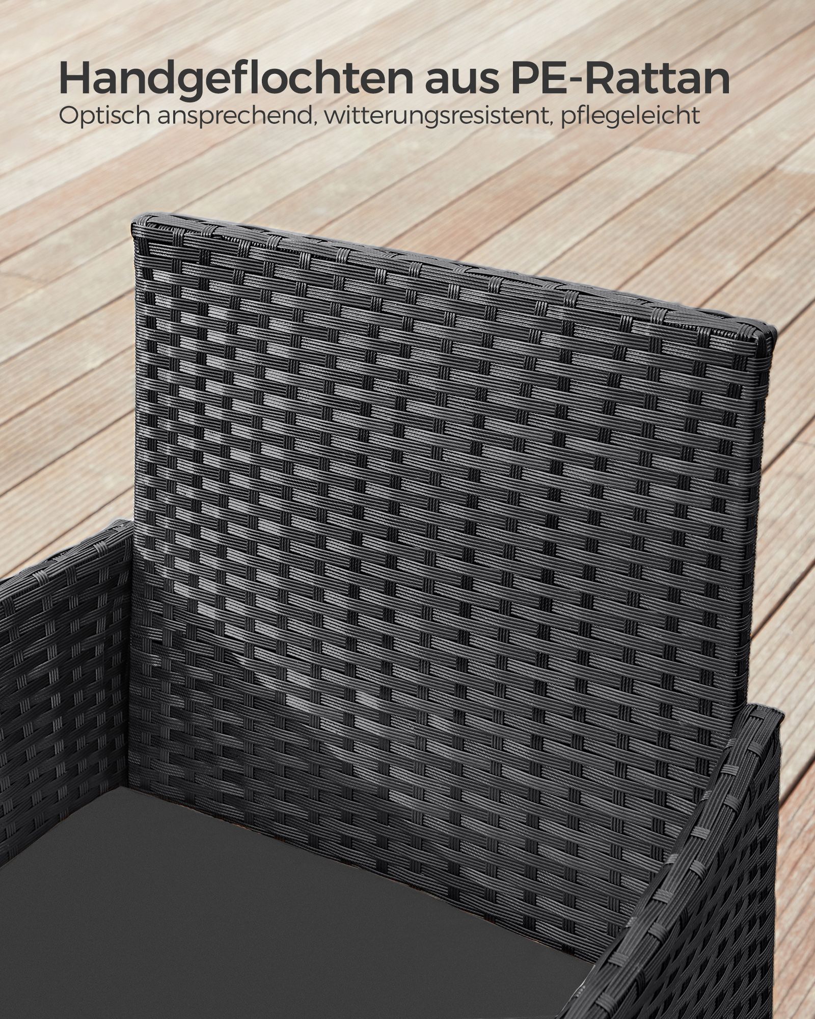 Balkongmöbler av PE-polyrattan svart-grå - Bild 4