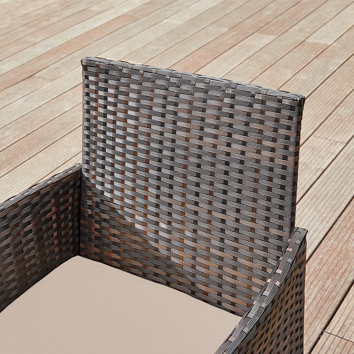 GGF004K05 Balkong hagemøbelsett PE Polyrattan loungesett Utemøbler utendørs for uteplass Balkong Hage Brun Taupe - Bilde 5