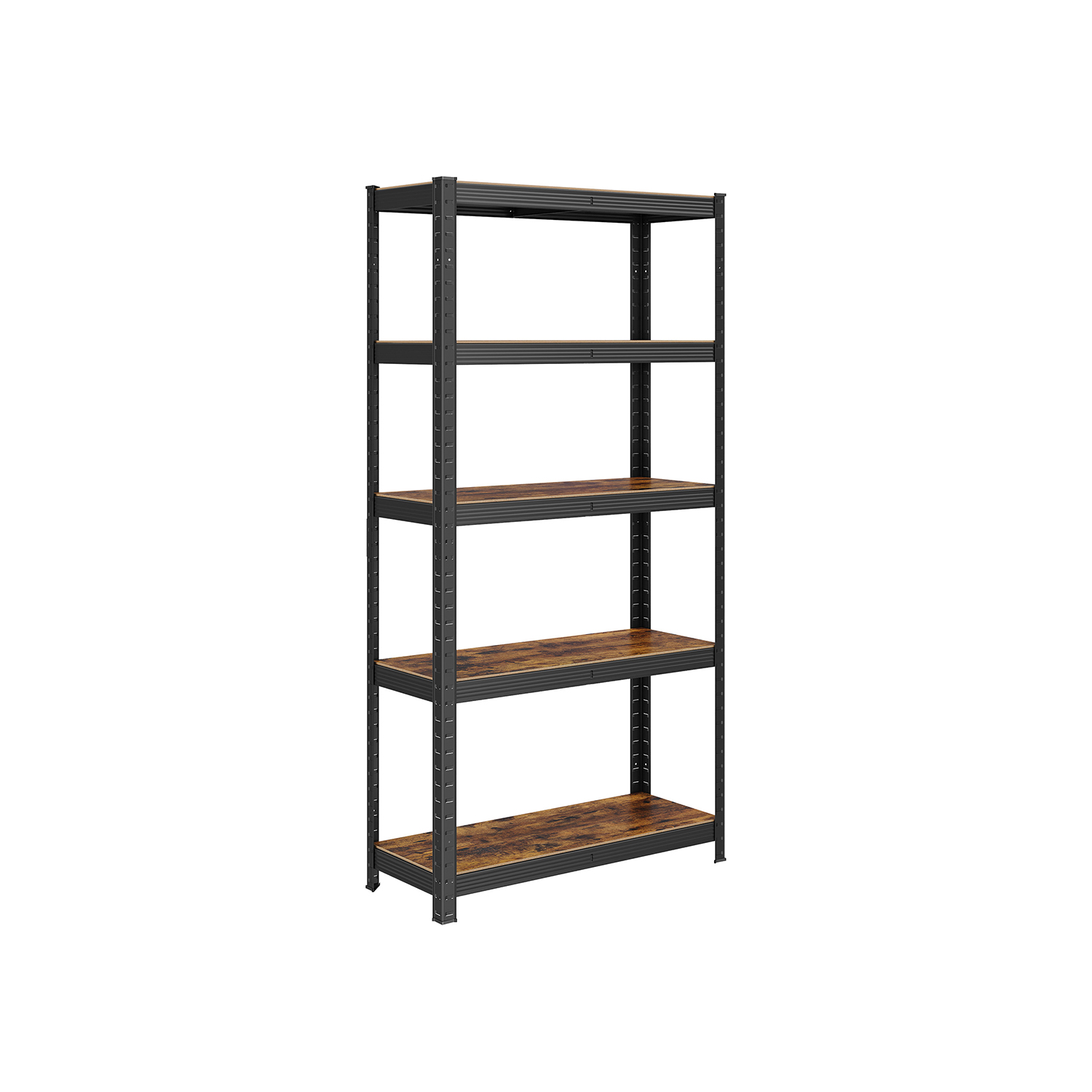 Shelving Unit, 30 x 75 x 150 cm, 650 kg Load Capacity (130 kg per Shelf), Industrial, Adjustable Storage Shelves, for Living Room, Kitchen, Garage, Rustic Brown and Black GLR030B01