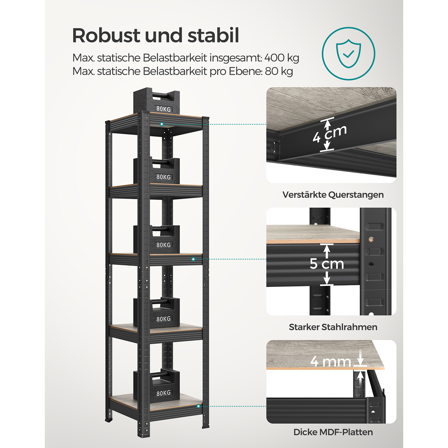 5 shelves greige-black - Image 3