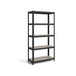 Justerbar stående hylla med 5 hyllplan 40 x 90 x 180 cm Greige-svart