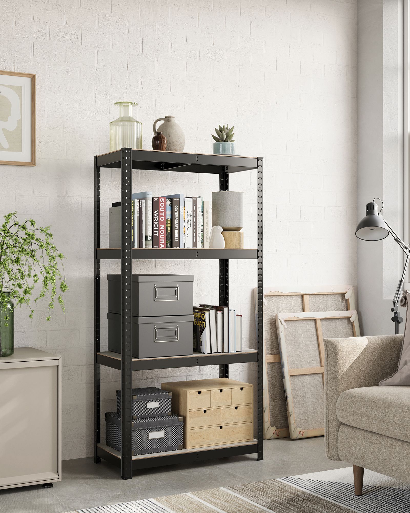 Standing shelf 40 x 80 x 160 cm with 4 adjustable shelves - Image 2