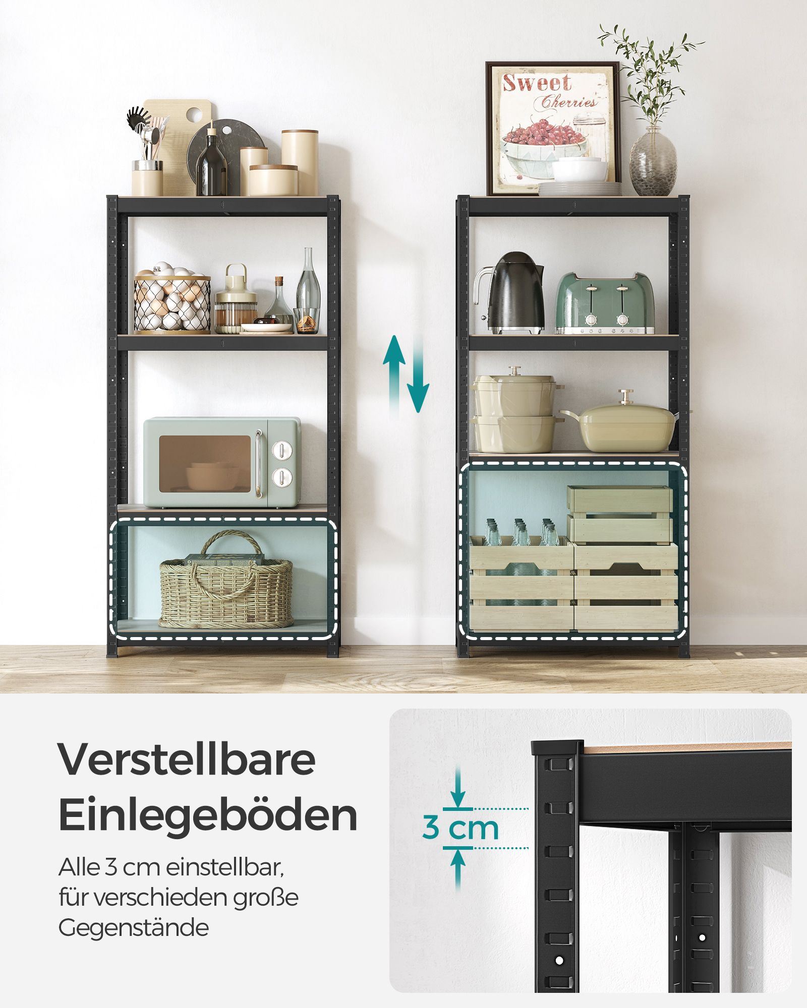 Standing shelf 40 x 80 x 160 cm with 4 adjustable shelves - Image 5