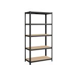 5-Tier Shelving Unit, Steel Shelving Unit for Storage, Tool-Free Assembly, for Garage, Shed, Load Capacity 600 kg, 50 x 100 x 200 cm, Black GLR050B01