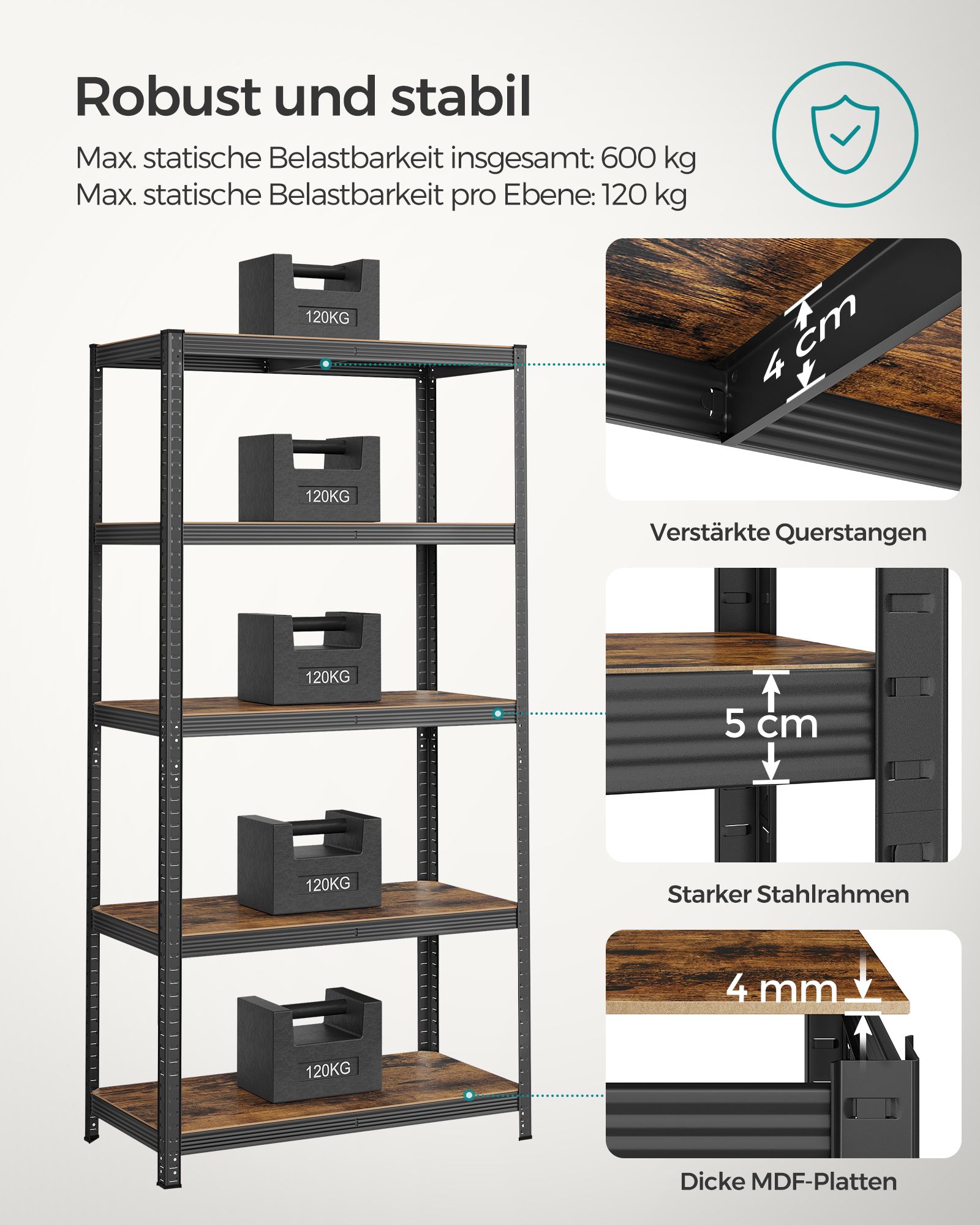Set of 2 standing shelves 200 cm high - Image 3