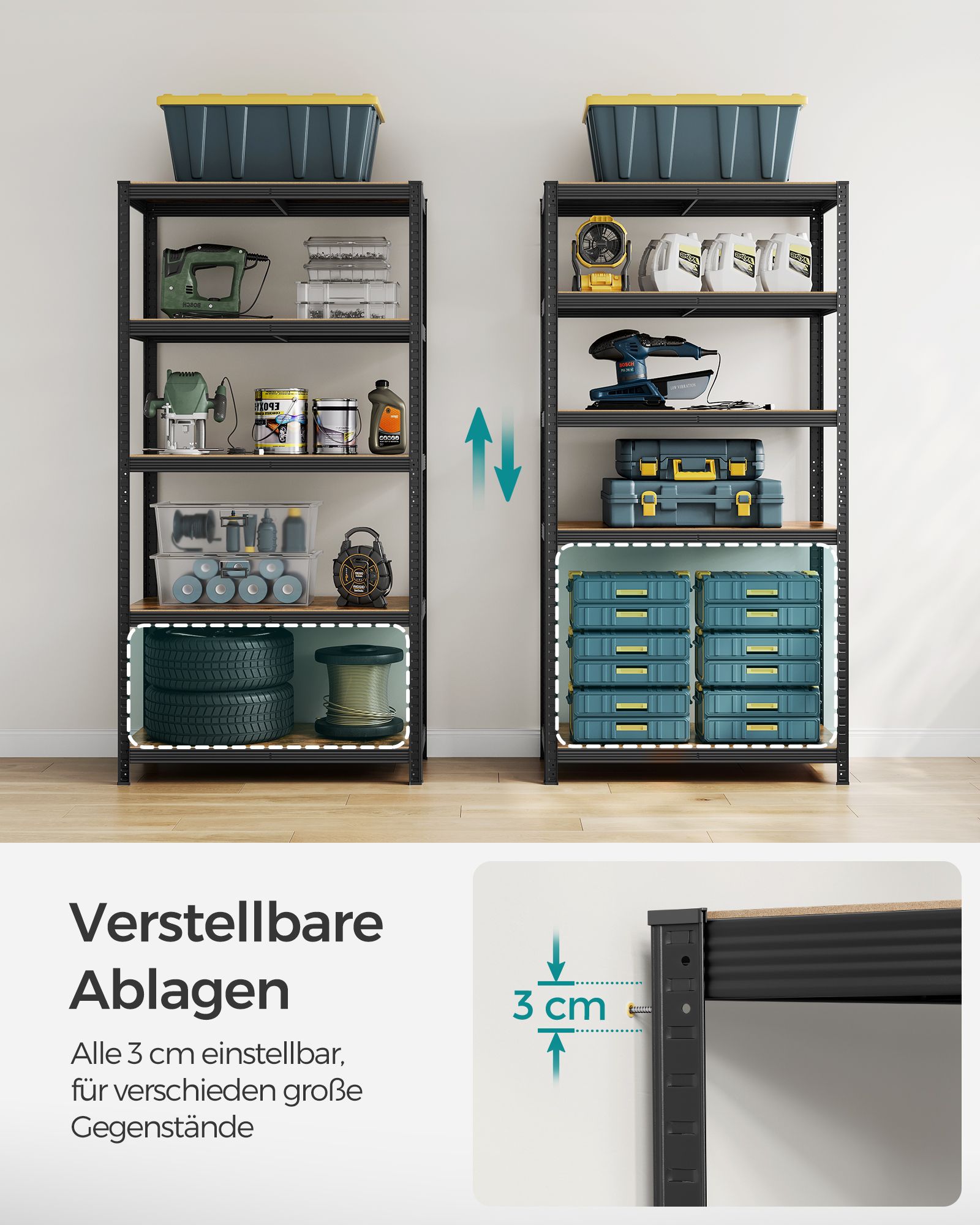 Set of 2 standing shelves 200 cm high - Image 4
