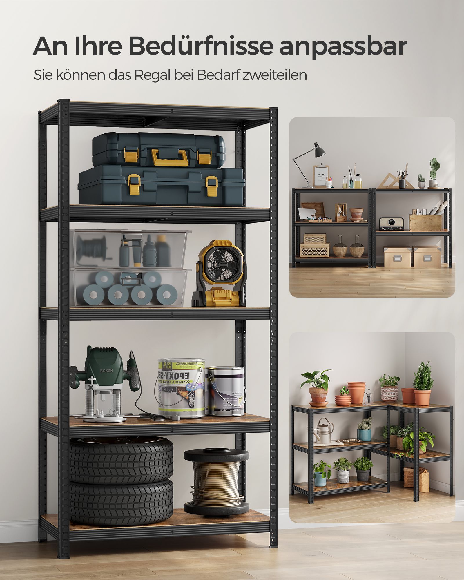 Set of 2 standing shelves 200 cm high - Image 6