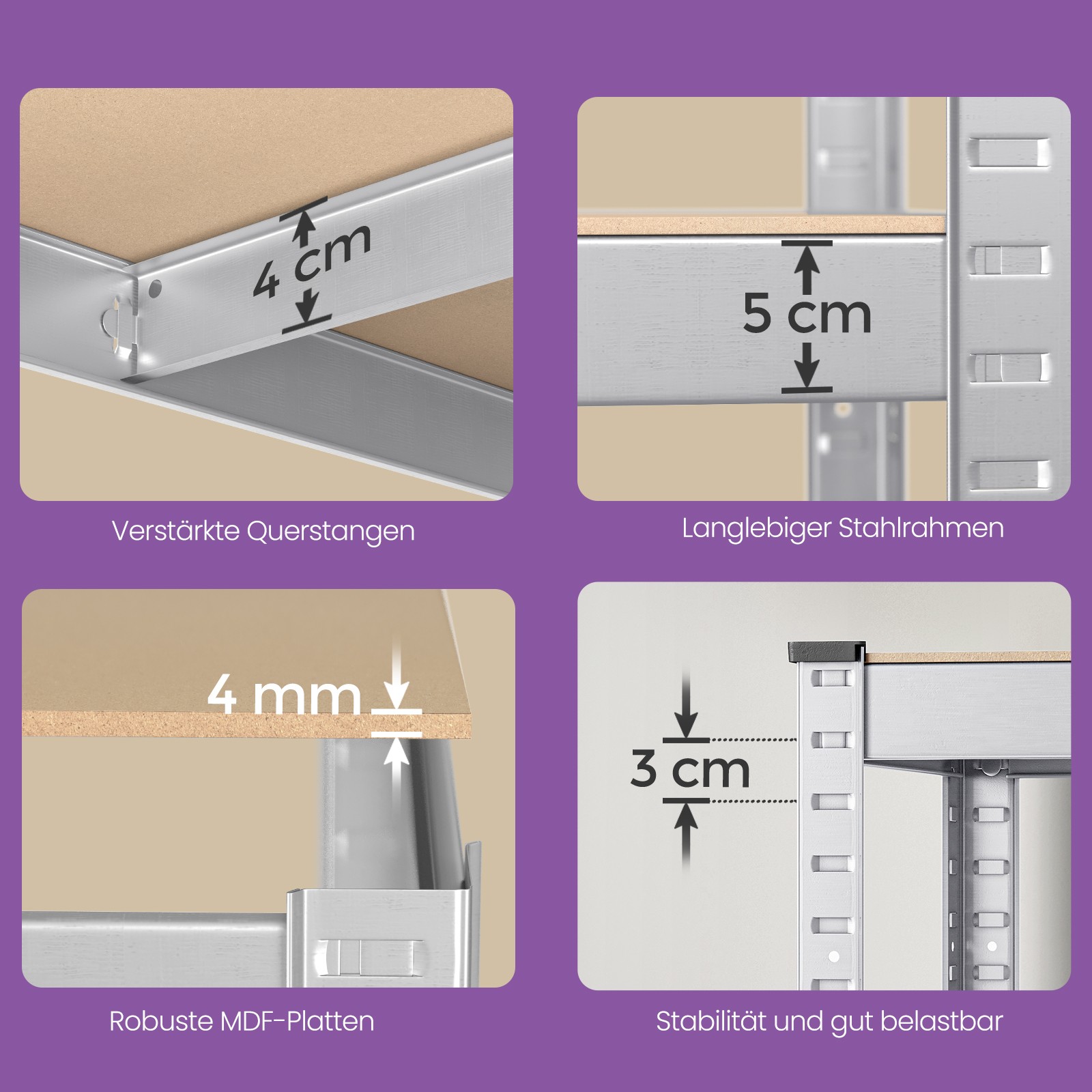 Heavy-duty shelving, cellar shelving, storage shelving, 30 x 75 x 150 cm - Image 3